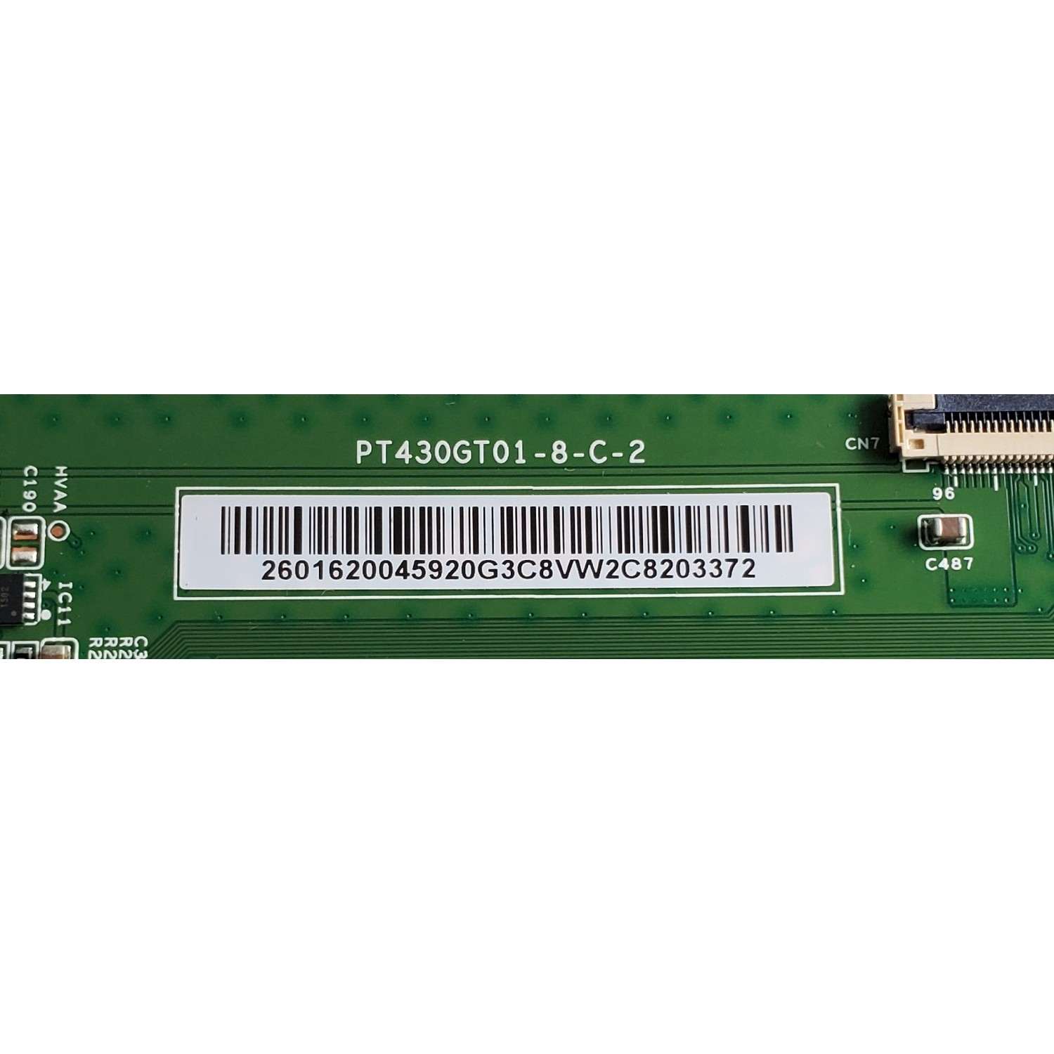 T-CON PARA TV WESTINGHOUSE / NUMERO DE PARTE 2601620045920G / PT430GT01-8-C-2 / 260162004 / E248779 / 2601620045920 / PANEL HK430WLEDM-JH4KH / DISPLAY PT430GT01-3 VER.1.0 / MODELO WR43UX4210 - Imagen 2