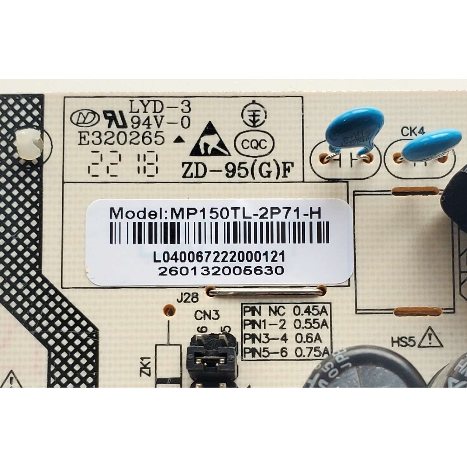 FUENTE DE PODER PARA TV WESTINGHOUSE / NUMERO DE PARTE MP150TL-2P71-H / MP150TL-2P71 / E320265 / 260132005630 / L040067222000121 / PANEL K650WLEDM-SHK1H / DISPLAY JR645R3HA7L / MODELO WR65UT4212 - Imagen 2