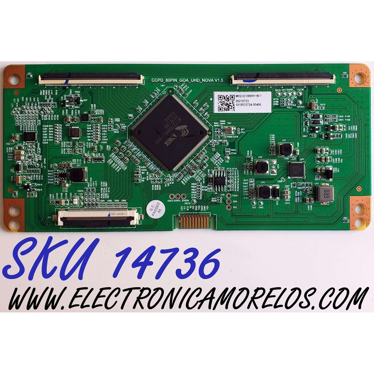 T-CON PARA TV JVC / NUMERO DE PARTE CCPD_80PIN_GOA_UHD_NOVA V1.5 / 20210723 / 1010533724-00406 / MODELO LT-65MAW595