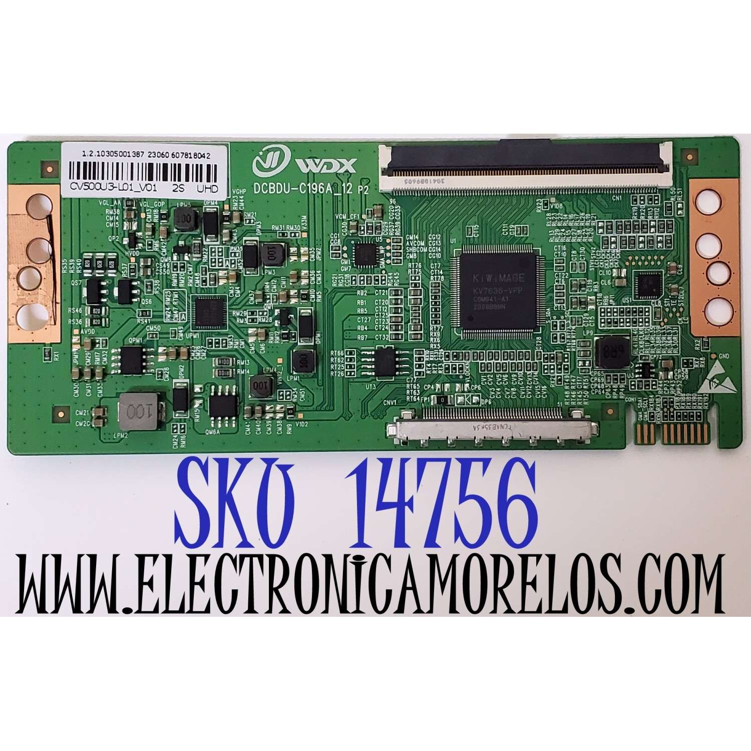 T-CON ORIGINAL PARA TV EVL / NUMERO DE PARTE CV500U3-L01 / CV500U3-L01_V01 / DCBDU-C196A_12 / 1.2.10305001387 / DISPLAY CV500U3-L01 / BN96-51685A / MODELO 50EVLS4