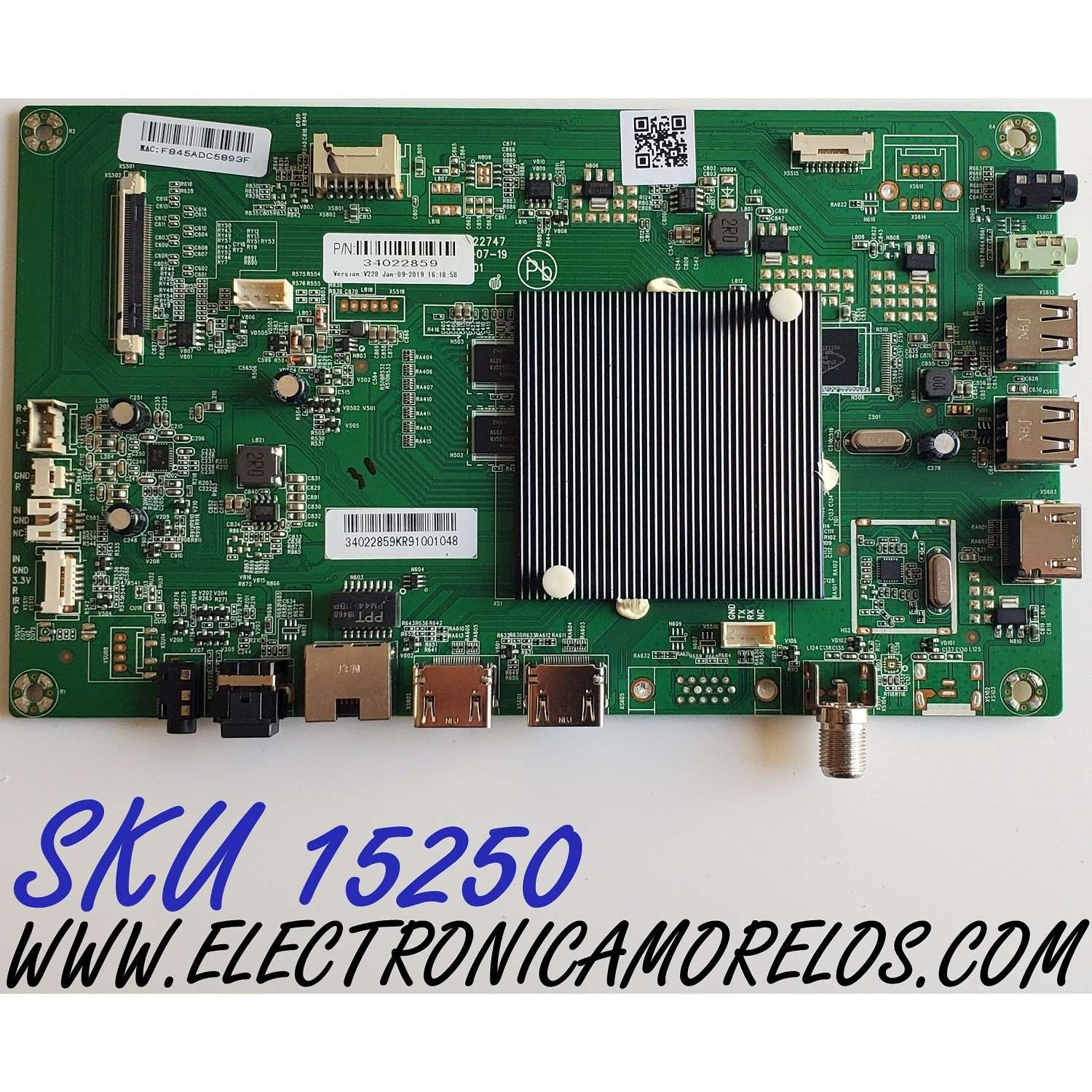 MAIN PARA TV POLAROID / NUMERO DE PARTE 34022859 / 35022747 / 34022859KR91001048 / PANEL LSC550FN11-201 / DISPLAY LSC550FN11-906 / MODELO 55T7U