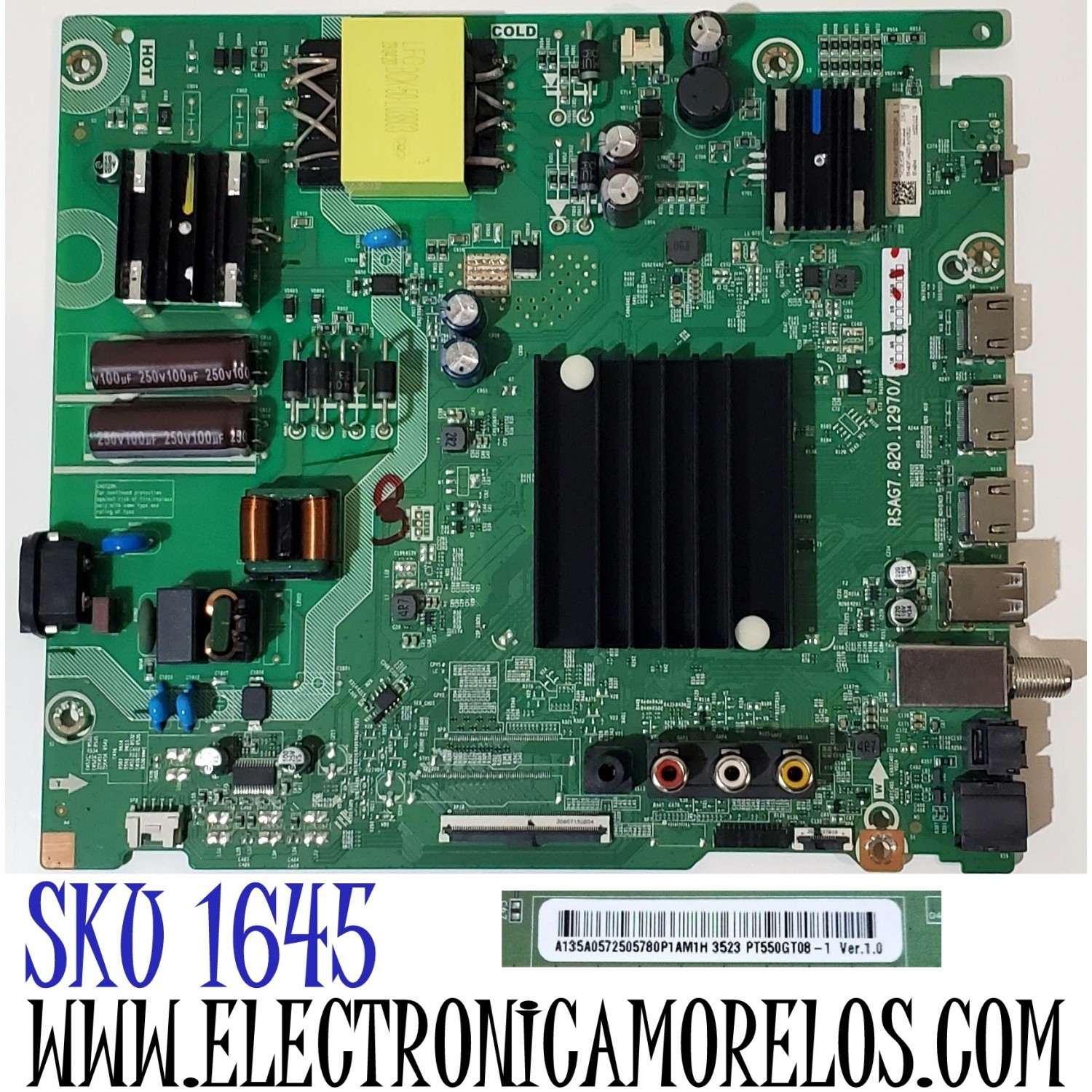MAIN FUENTE COMBO ORIGINAL PARA TV HISENSE 4K UHD HDR GOOGLE TV / NUMERO DE PARTE 335414 / RSAG7.820.12970/ROH / 335415 / 55A53FUA / PANEL'S HD550Y1U65-T0L2 / HD550Y1U74-T0LG / DISPLAY PT550GT08-1 VER.1.0 / MODELOS 55A6H / 55A6H4 / 55A65H