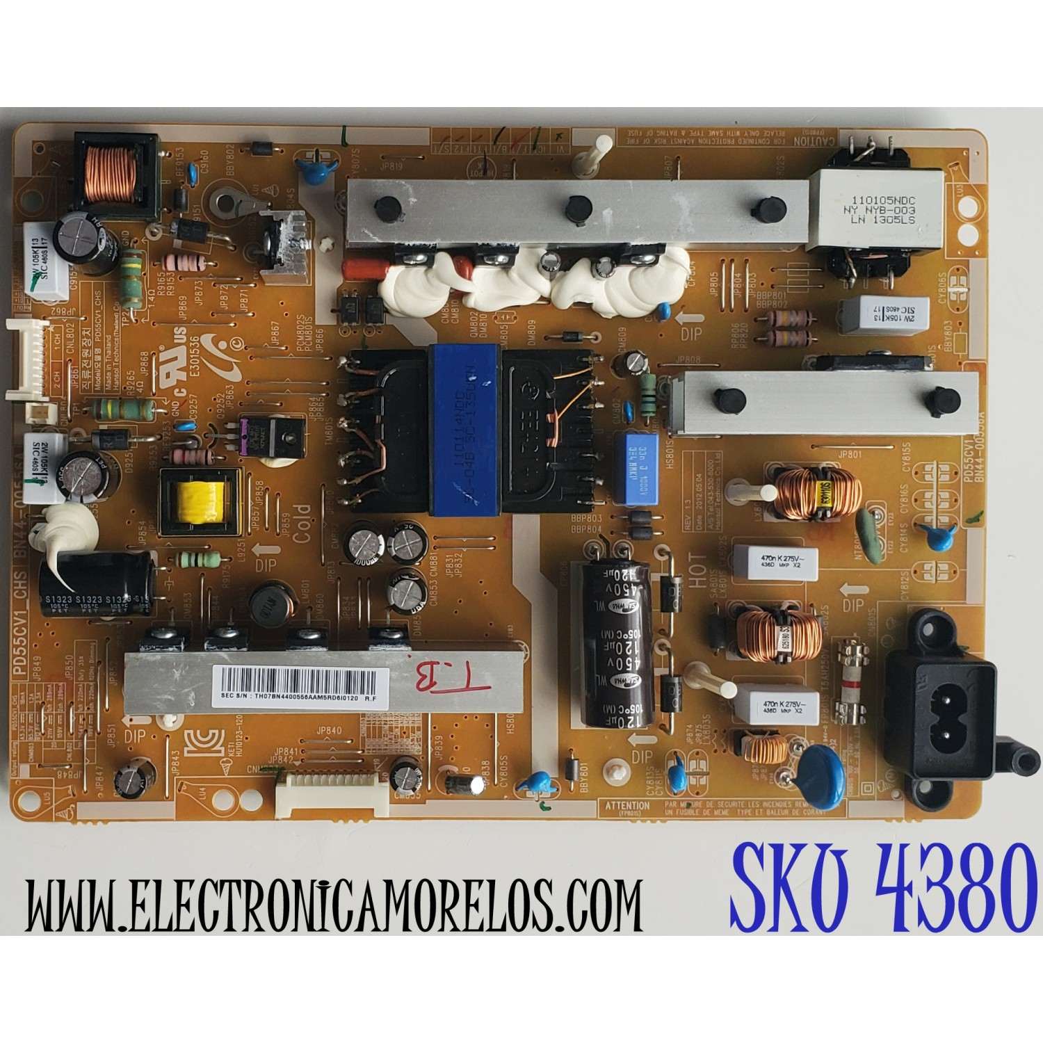 FUENTE DE PODER PARA TV SAMSUNG / NUMERO DE PARTE BN44-00556A / PD55CV1_CHS / BN4400556A / PANEL LTJ550HW13-V / MODELOS UA55EH / UN55FH6030 / UA55EH6030 / UN55FH6030 / UA55EH6030 / UN55FH6030 / UN55EH6070 / UA55EH6030 / MAS MODELOS EN DESCRIPCIÓN