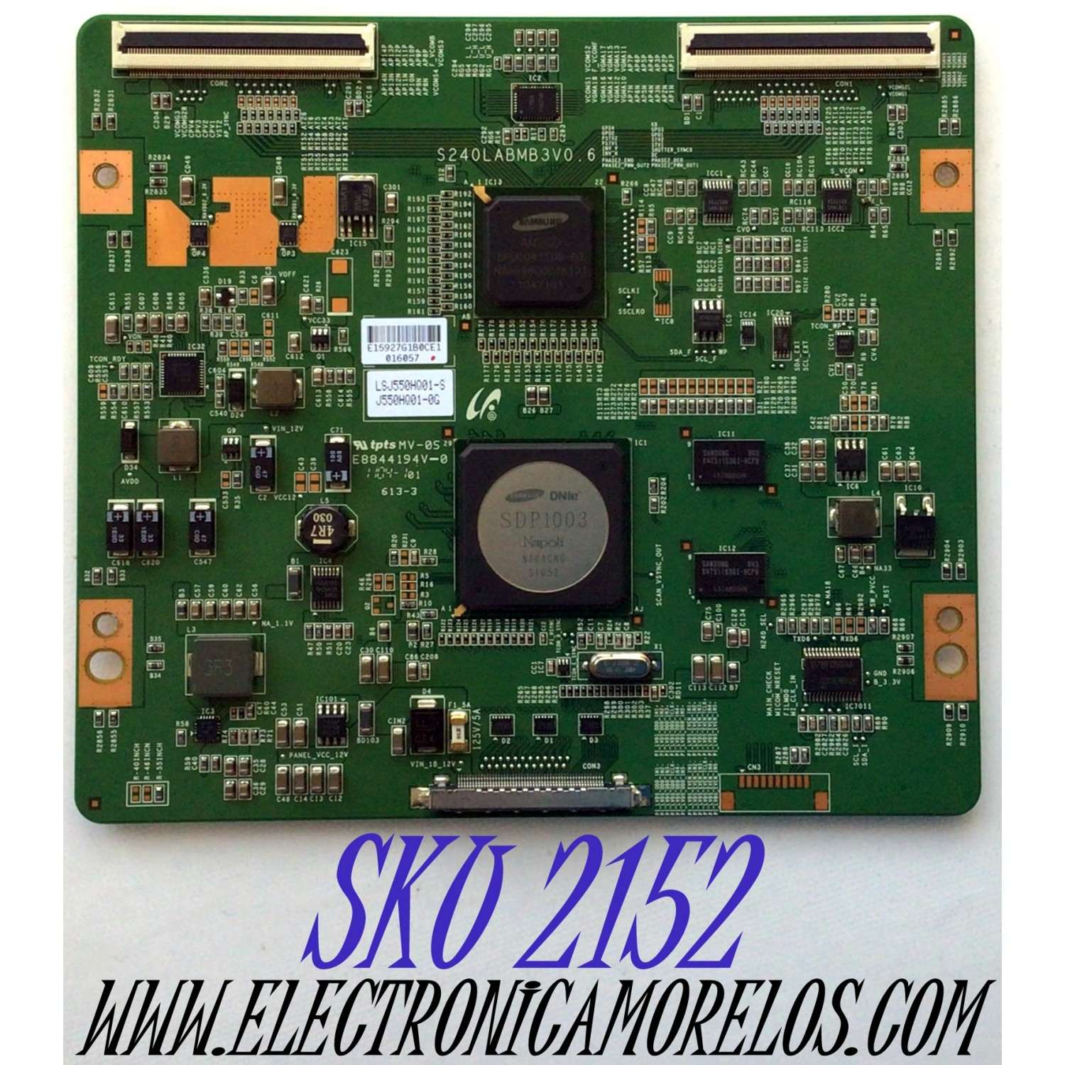 T-CON PARA TV SAMSUNG / NUMERO DE PARTE BN96-16493A / LJ94-15927G / S240LABMB3 / LSJ550HQ01-S / SUSTITUTAS LJ94-15927M / LJ94-15927F / BN95-00500A / PANEL LTJ550HQ06-J / LTJ550HQ02-V / MODELOS UN55D7000 / UN55D8000 / MAS SUSTITUTAS EN DESCRIPCION