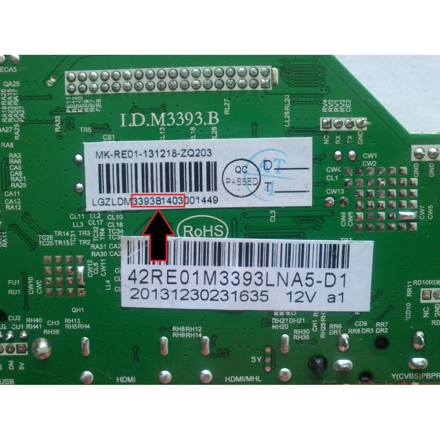 MAIN / RCA 42RE01M3393LNA5-D1 / LD.M3393.B / 20131230231635 12V a1 / 3393B1403 / 20131230231635 / PANEL V420H2-P01 / MODELO LED42C45RQD - Imagen 3