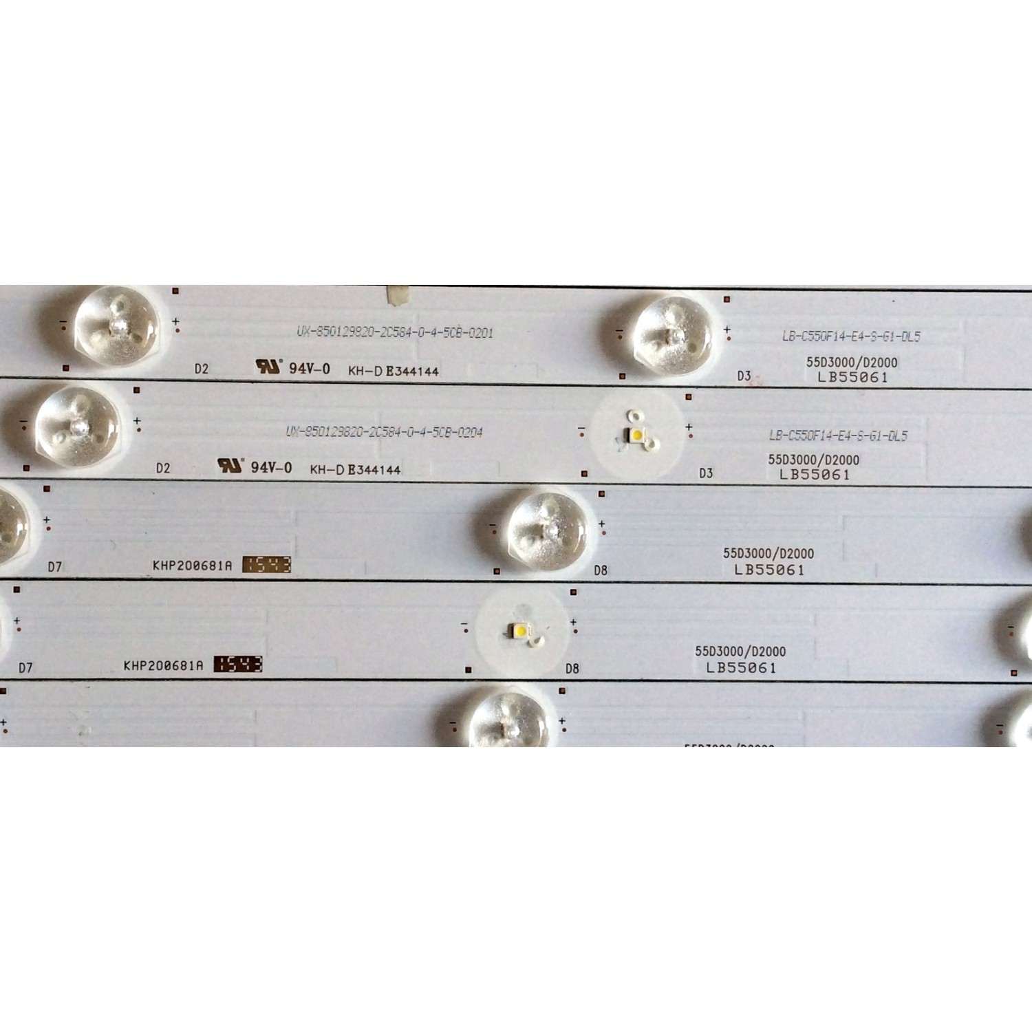 KIT DE LED`S PARA TV / NOTA IMPORTANTE:KIT CUENTA ORIGINALMENTE DE 12 PIEZAS (INCOMPLETO SOLO 10 PIEZAS) / HITACHI LB55061 / 55D3000/D2000 / KHP200681A / KHP200682A / KHP2O0681A / KHP2O0682A / E344144 / PANEL C550F15-E6-H / MODELOS LE55A6R9 / LE55A6R9A - Imagen 5
