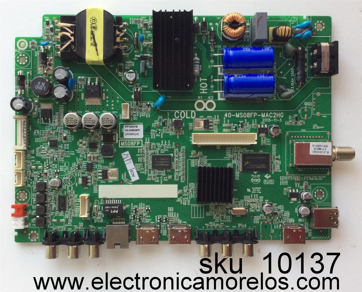 FUENTE / MAIN / (COMBO) / TCL IFF122537B / V8-OMS08FP-LF1V031(J1) / MS08FP / 40-MS08FP-MAC2HG	