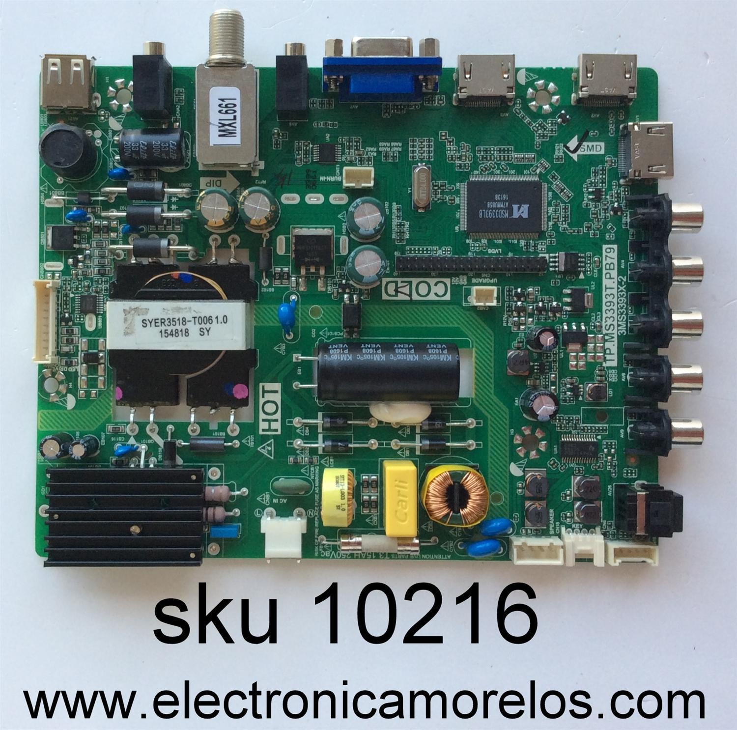MAIN FUENTE PARA TV DAEWOO B16043399 / TP.MS3393T.PB79 / 02-SHG39A-C001019 / 3MS3393X-2 / MODELO L32R6400TN 