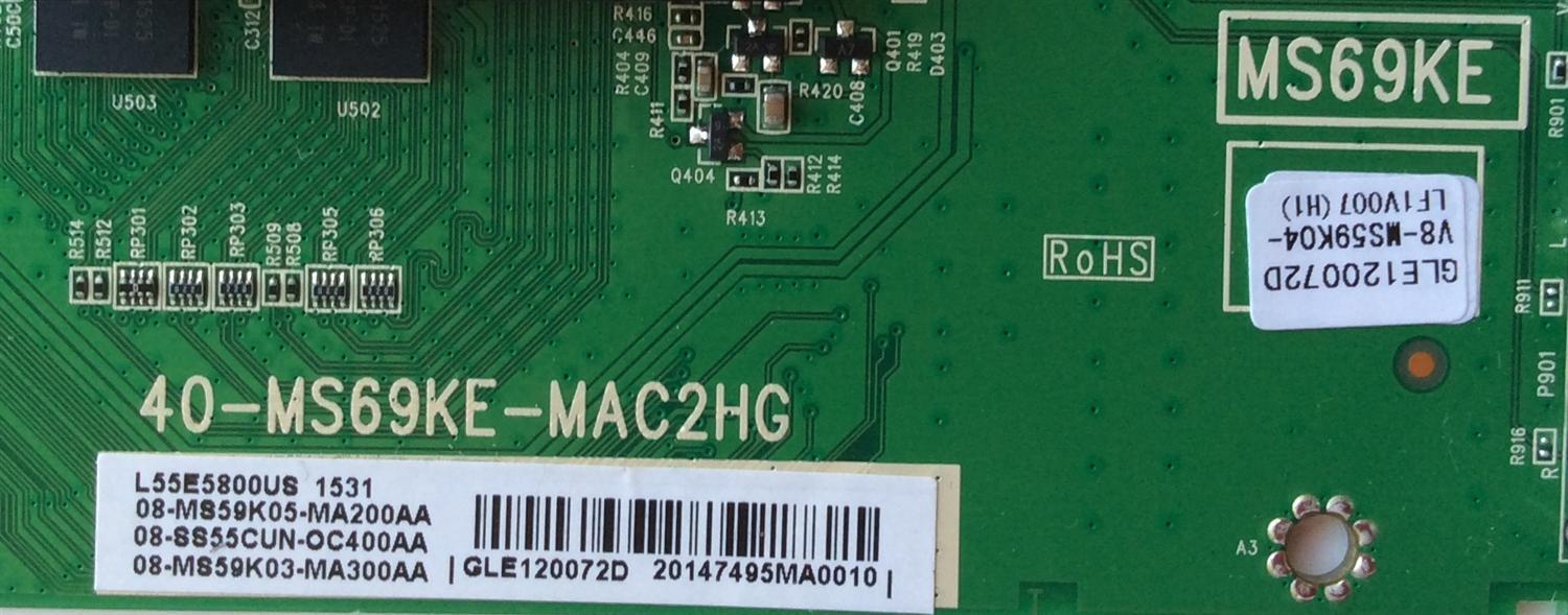 MAIN / TCL GLE120072D / V8-MS59K04-LF1V007(H1) / 08-MS56K05-MA200AA / 08-SS55CUN-OC400AA / 08-MS59K03-MA300AA / 40-MS69KE-MAC2HG	 - Imagen 2