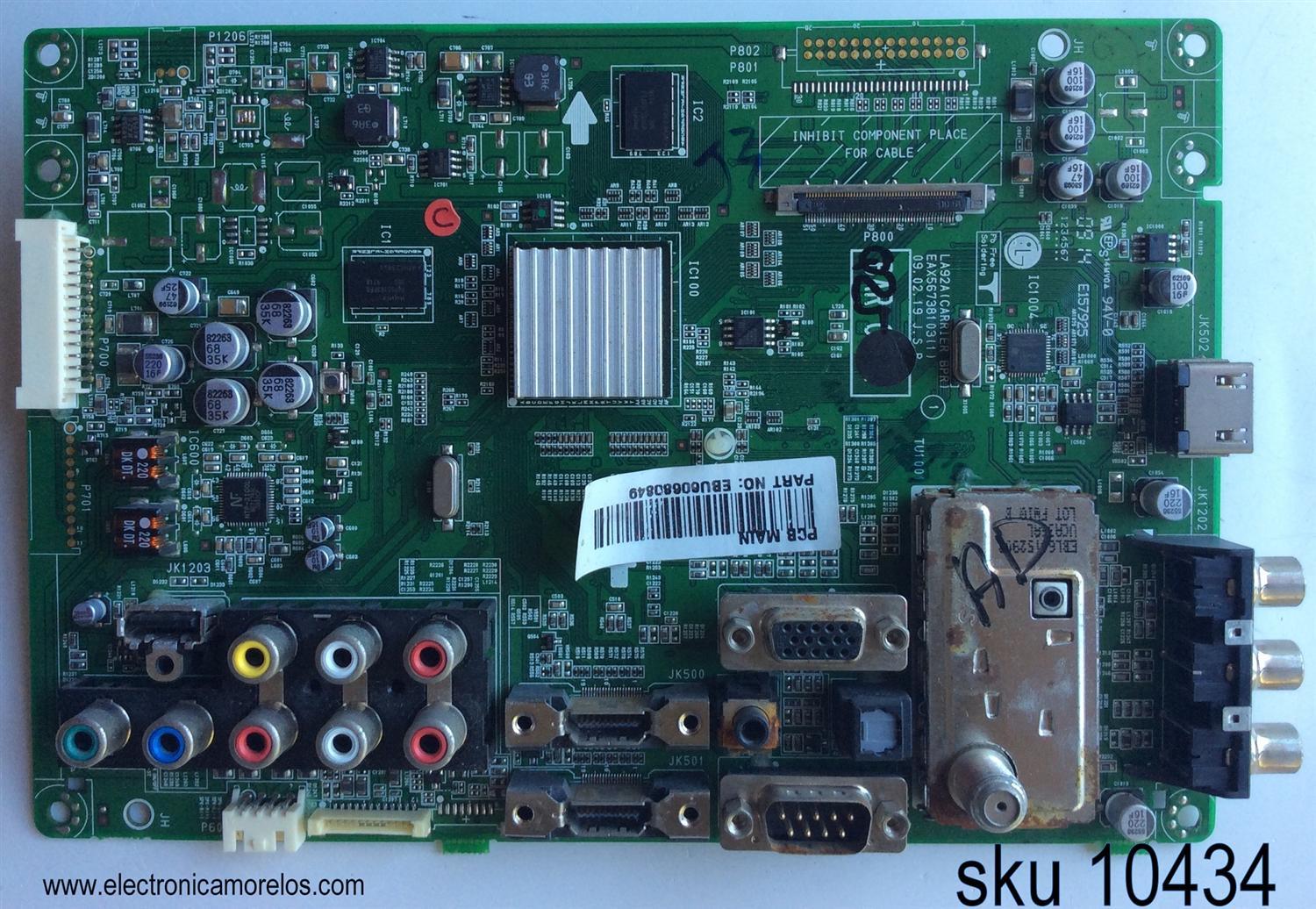 MAIN / LG EBU60680849 / EAX56738103(1) / LA92A / MODELO 42LH30-UA.AUSVLUR / PANEL LC420WUE(SB)(C1)	