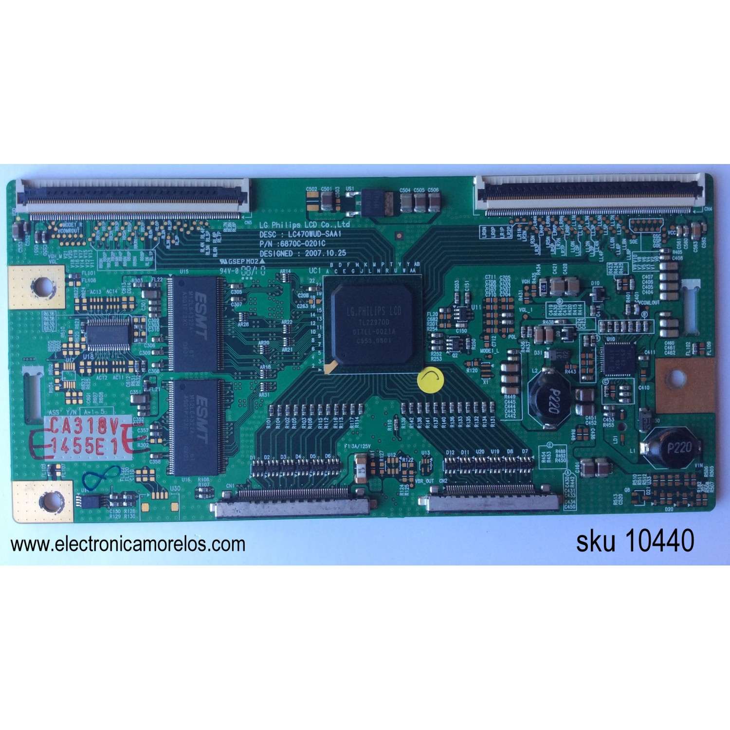T-CON PARA TV LG / PHILIPS / NUMERO DE PARTE 1455E / 6871L-1455E / 6870C-0201C / PANEL'S LC470WUF (SA)(B1) / LC470WUD (SA)(A1) / MODELOS 47LG70-UA / 47LG70-UA.AUSQLJM / 47PFL7403D/27 / 47PFL7403D/F7