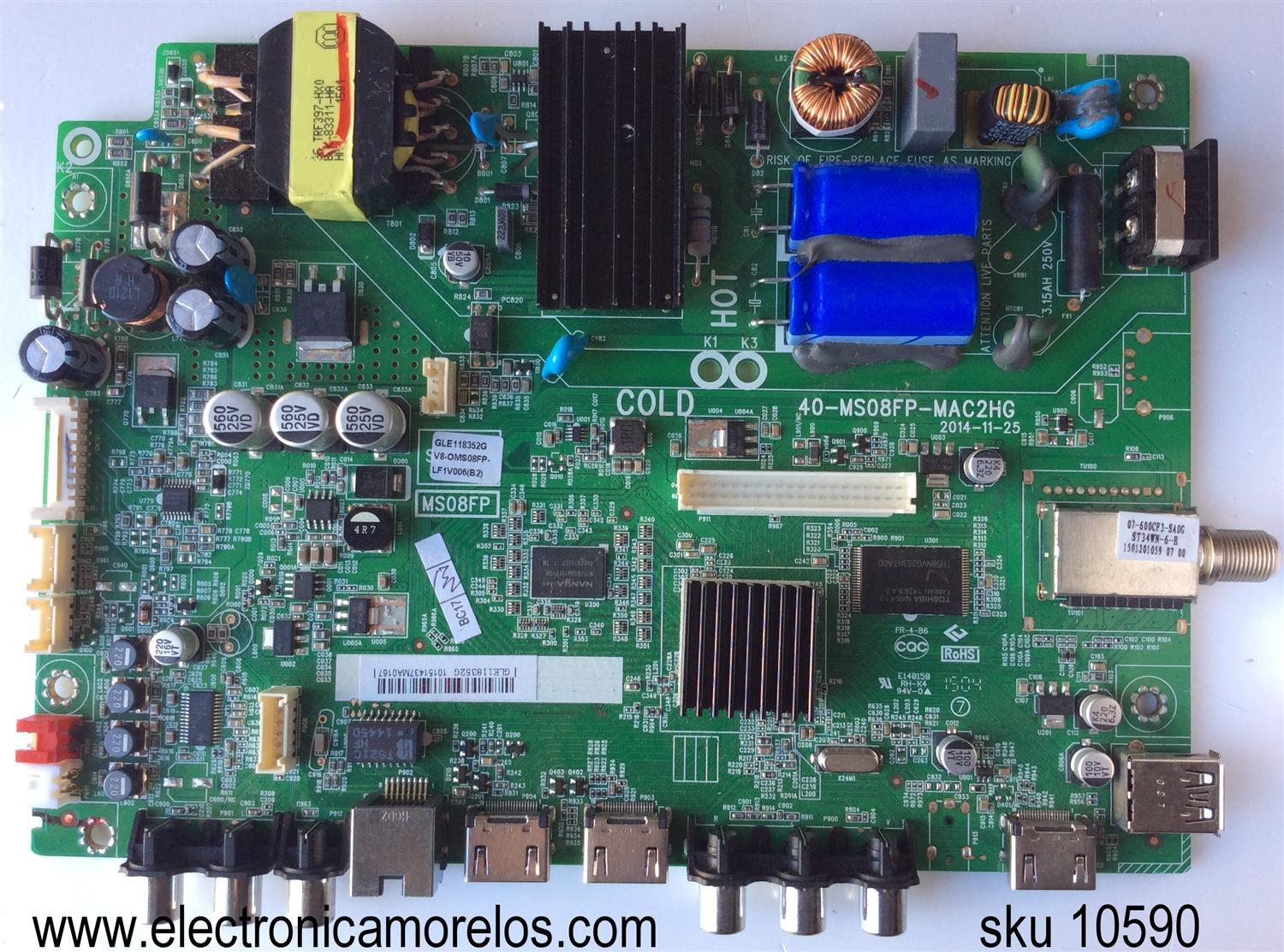 MAIN  FUENTE  (COMBO) PARA TV  EKT / NUMERO DE PARTE  V8-OMS08FP-LF1V006 / GLE118352G / V8-OMS08FP-LF1V006 / V8-0MS08FP-LF1V006 / 40-MS08FP-MAC2HG /  LSME40B2810	