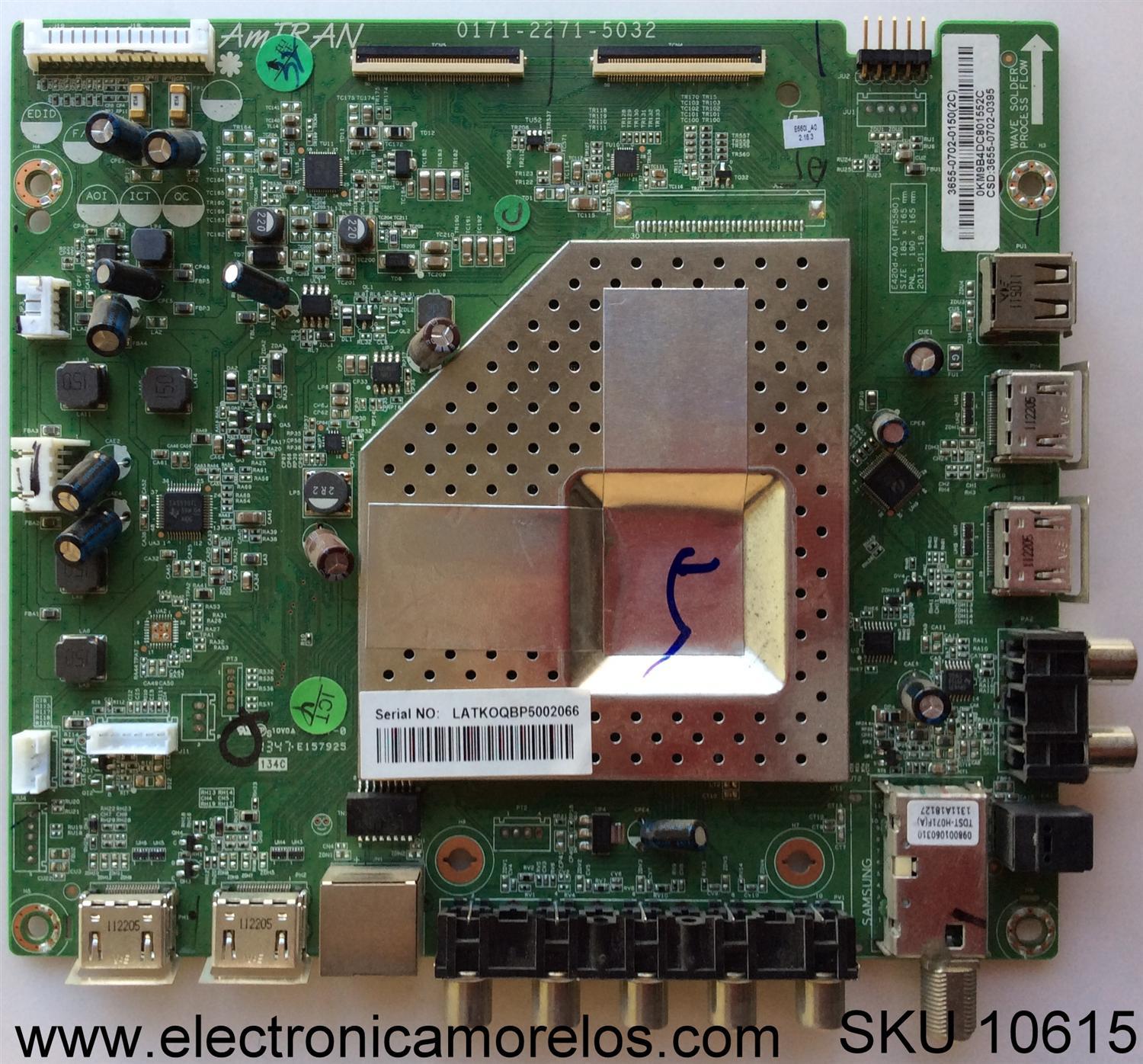 MAIN PARA TV VIZIO / NUMERO DE PARTE 3655-0702-0150 / 0171-2271-5032 / 3655-0702-0395 / 365507020150 / PANEL LC550DUG (JF)(R1) / MODELOS E550I-A0 LATKOQBP / E550I-A0 LAQKOQBP / E550I-A0 LAUKOQBP / E550I-A0 LATKPOQBP