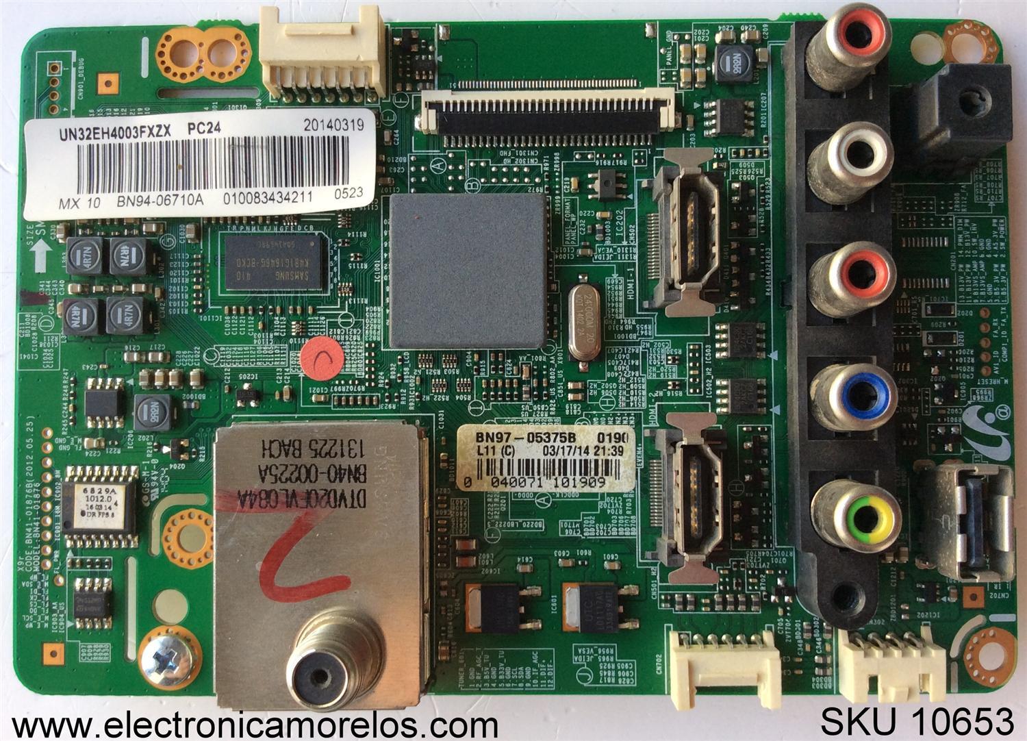 MAIN PARA TV  SAMSUNG NUMERO DE PARTE BN94-06710A / BN41-01876B / BN97-05375B / MODELO UN32EH4003FXZX GD05 / PANEL CY-DF320AGEV1H	