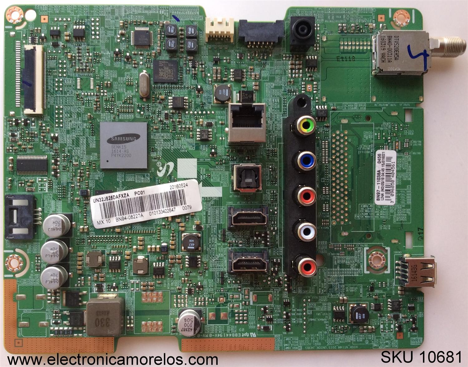 MAIN PARA TV SAMSUNG / NUMERO DE PARTE BN94-08227A / BN97-11038A / BN97-09523B / BN41-02060B / BN9408227A / PARTE SUSTITUTAS BN94-11950A / BN94-11951A / PANEL JJ032BGE-R2 / MODELO UN32J525 / UN32J525DAFXZA LS03