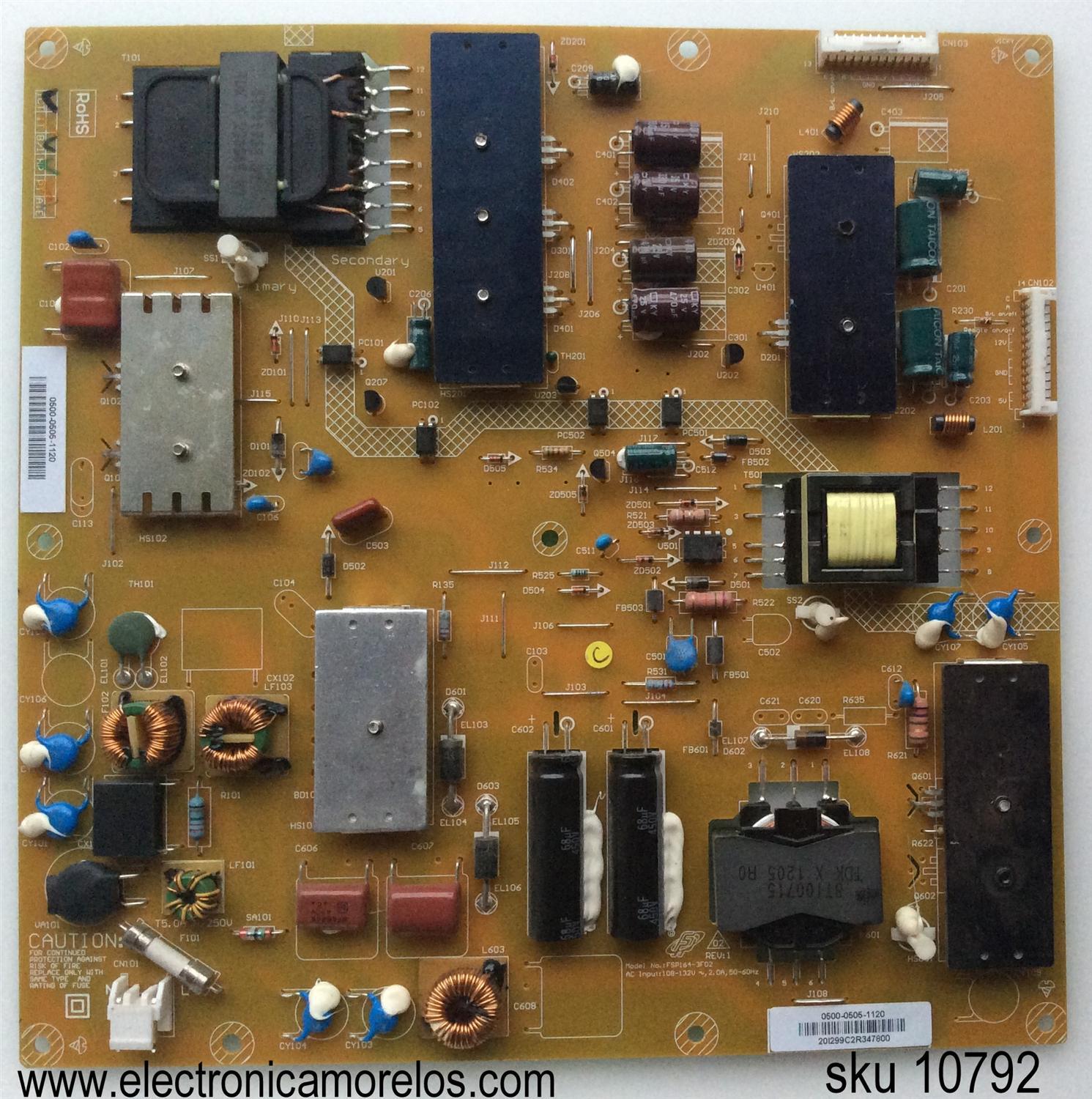 FUENTE DE PODER / VIZIO 0500-0505-1120 / FSP164-3F02 / MODELO M420SL LATKMAAN	
