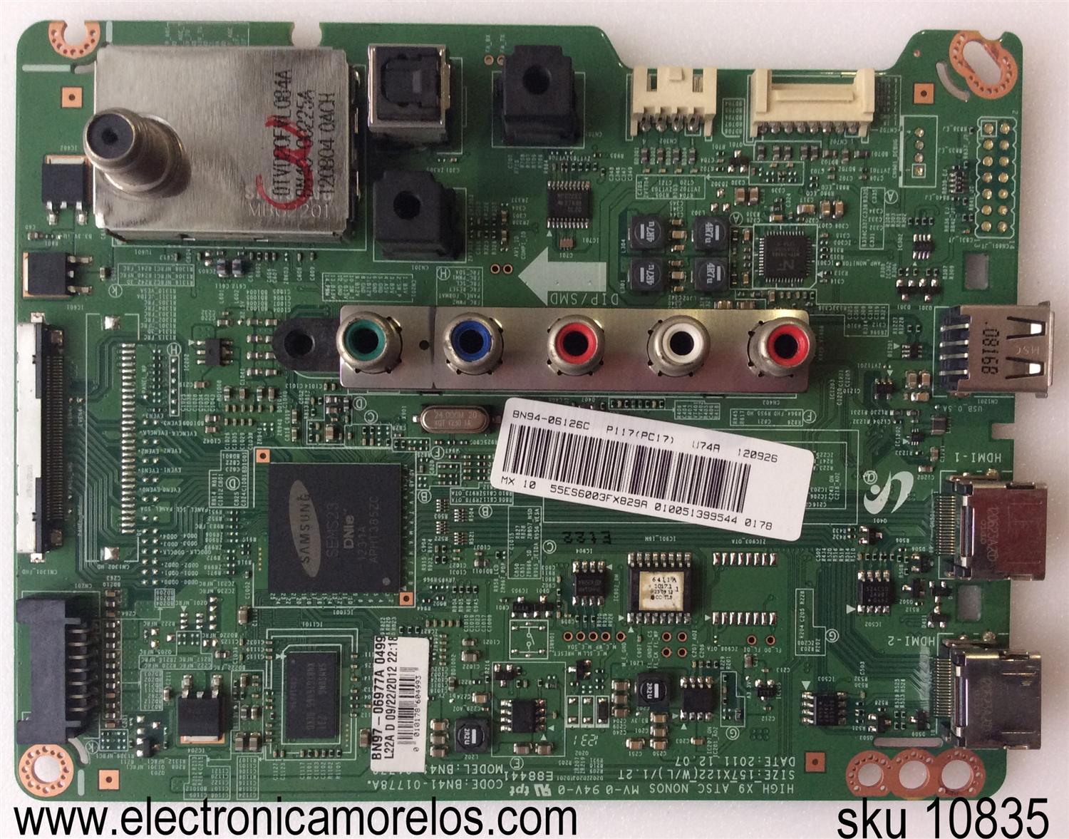 MAIN / SAMSUNG BN94-06126C / BN97-06977A / BN41-01778A / MODELO UN55ES6003FXZA TS01 / PANEL LTJ550HJ14-V	