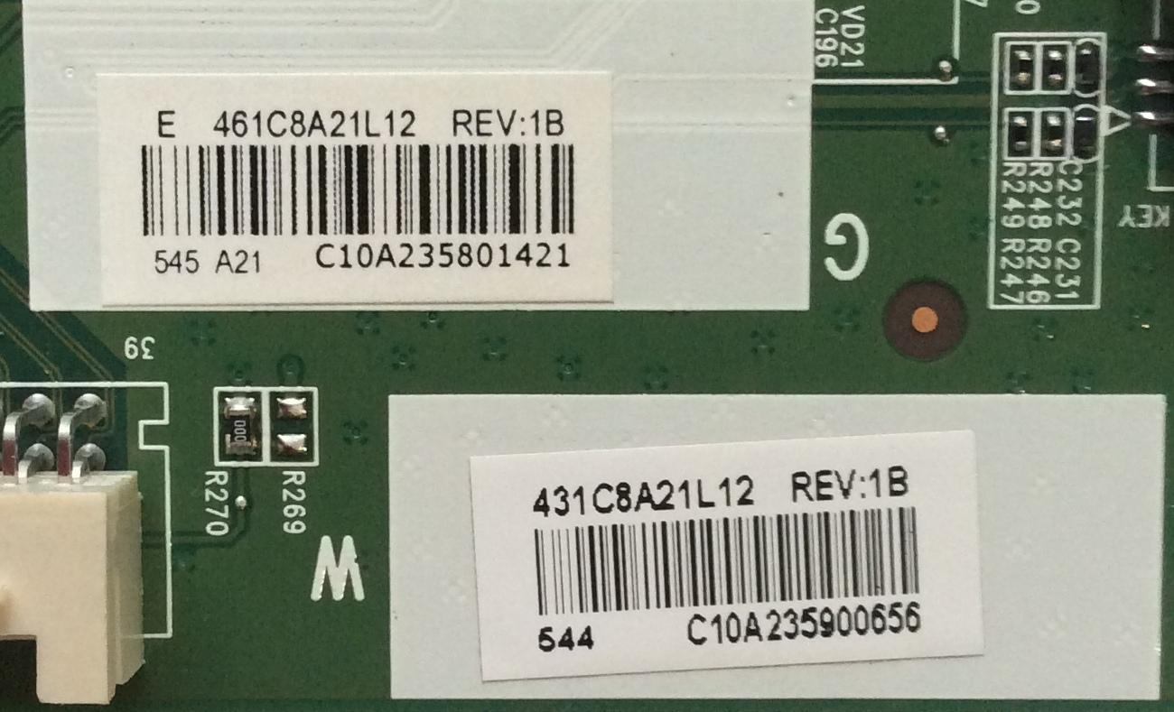 MAIN / TOSHIBA 461C8A21L12 / 431C8A21L12 / 461C8A21L12 REV:1B / SBA49T / VTV-L49627 REV:1A / MODELO 43L310U / PANEL K430WDR	 - Imagen 2
