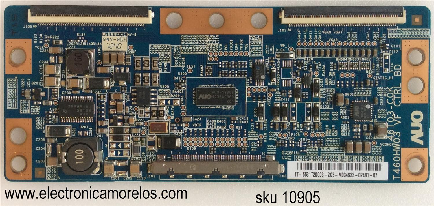 T- CON / RCA 55.31T20.C03 / 5531T20C03 / 46T03-COK / T460HW03 / MODELO LED32C45RQD / PANEL T315HW0-V8	