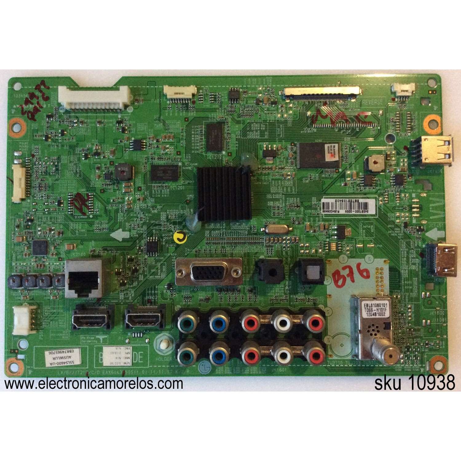 MAIN ORIGINAL PARA TV LG / NUMERO DE PARATE EBT62103402 / EAX64437505(1.0) / EBR74965706 / PANEL LC550EUE(SE)(M1) / MODELO  55LS4600-UA / 55LS4600-UA.AUSWLUR 