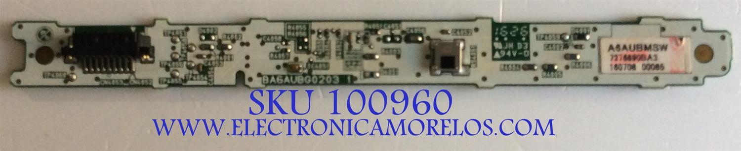 MODULO BOTON  POWER ON TV SANYO / BA6AUBG0203  1 / A6AUBMSW / MODELO FW50D36F 
