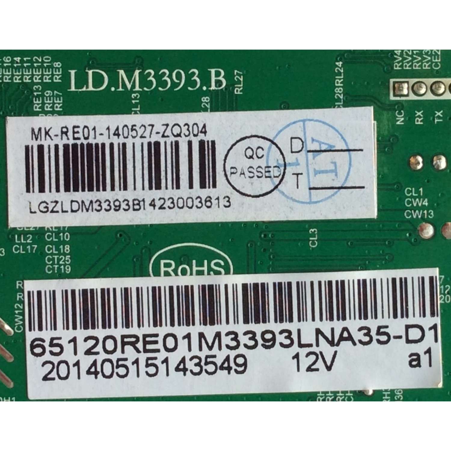 MAIN / RCA 65120RE01M3393LNA35-D1 / LD.M3393.B / 20140515143549 12V a1 / 3393B1423 / MK-RE01-140527 / 20140515143549 / PANEL T645HVW05-V0-12V / MODELOS LED65G55R120Q / LED65G55R120Q 4507-LE65G55-D1 - Imagen 2