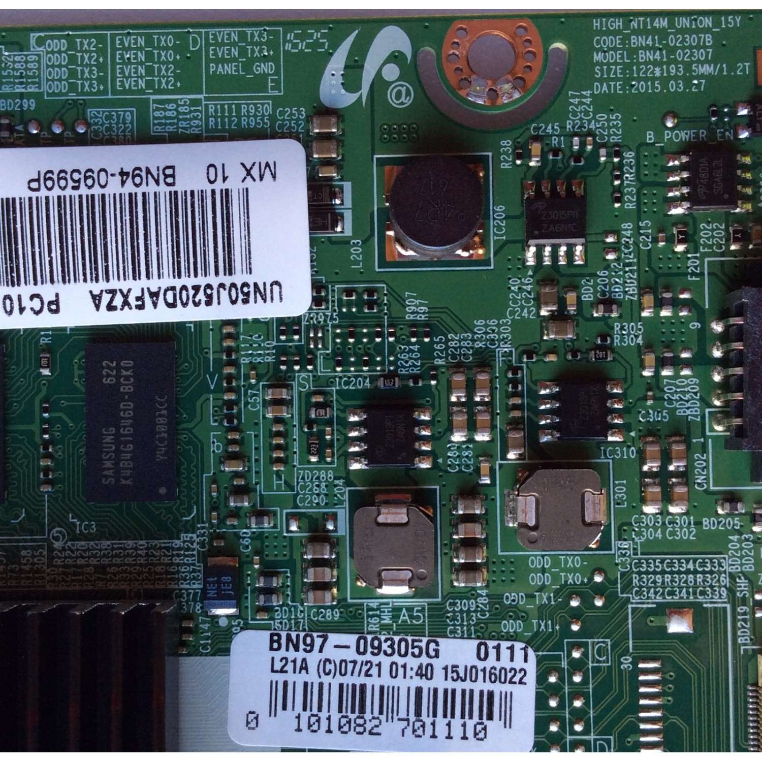 MAIN PARA TV SAMSUNG / NUMERO DE PARTE BN94-09599P / BN41-02307B / BN97-09305G / BN97-10148A / BN9409599P / PARTE SUSTITUTA BN94-11798L / PANEL´S CY-JJ050BGNV2H / CY-JJ050BGNV1H / MODELOS UN50J520 / UN50J520DAFXZA JD03 / UN50J520DAFXZA ID01 - Imagen 2