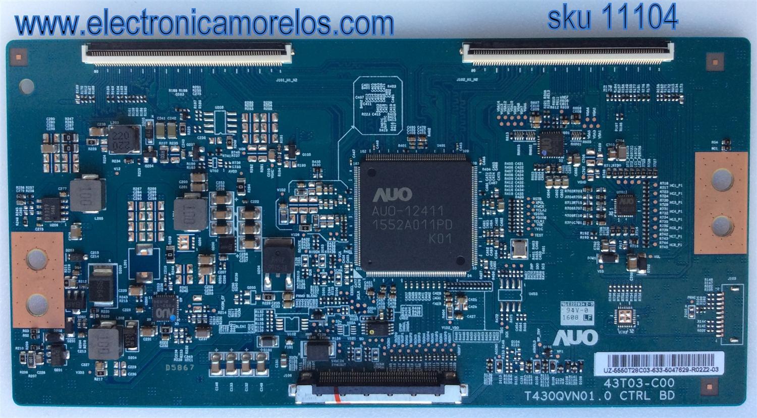 T-CON PARA TV VIZIO / NUMERO DE PARTE 5550T28C03 / 43T03-C00 / 55.50T28.C03 / T430QVN01.0 / PANEL´S TPT500U1-QVN02.A REV:S001B / LVU500ND1L AD9W04 V1 / T500QVN02.0 / MODELOS M50-C1 / E50u-D2 / LC-50UB30U / 50UP120TBAA / WD50UT4490 / WD50UT4300