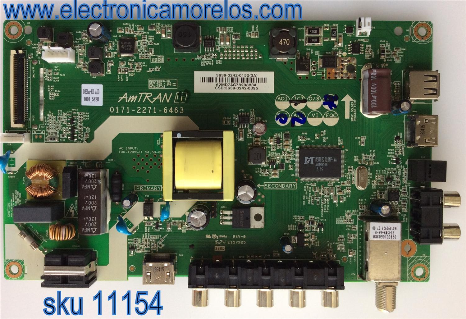 MAIN FUENTE (COMBO) PARA TV VIZIO / 3639-0242-0150 / 0171-2271-6463 / 3639-0242-0395 / MODELO D39hn-E0 LAUAVLBS	