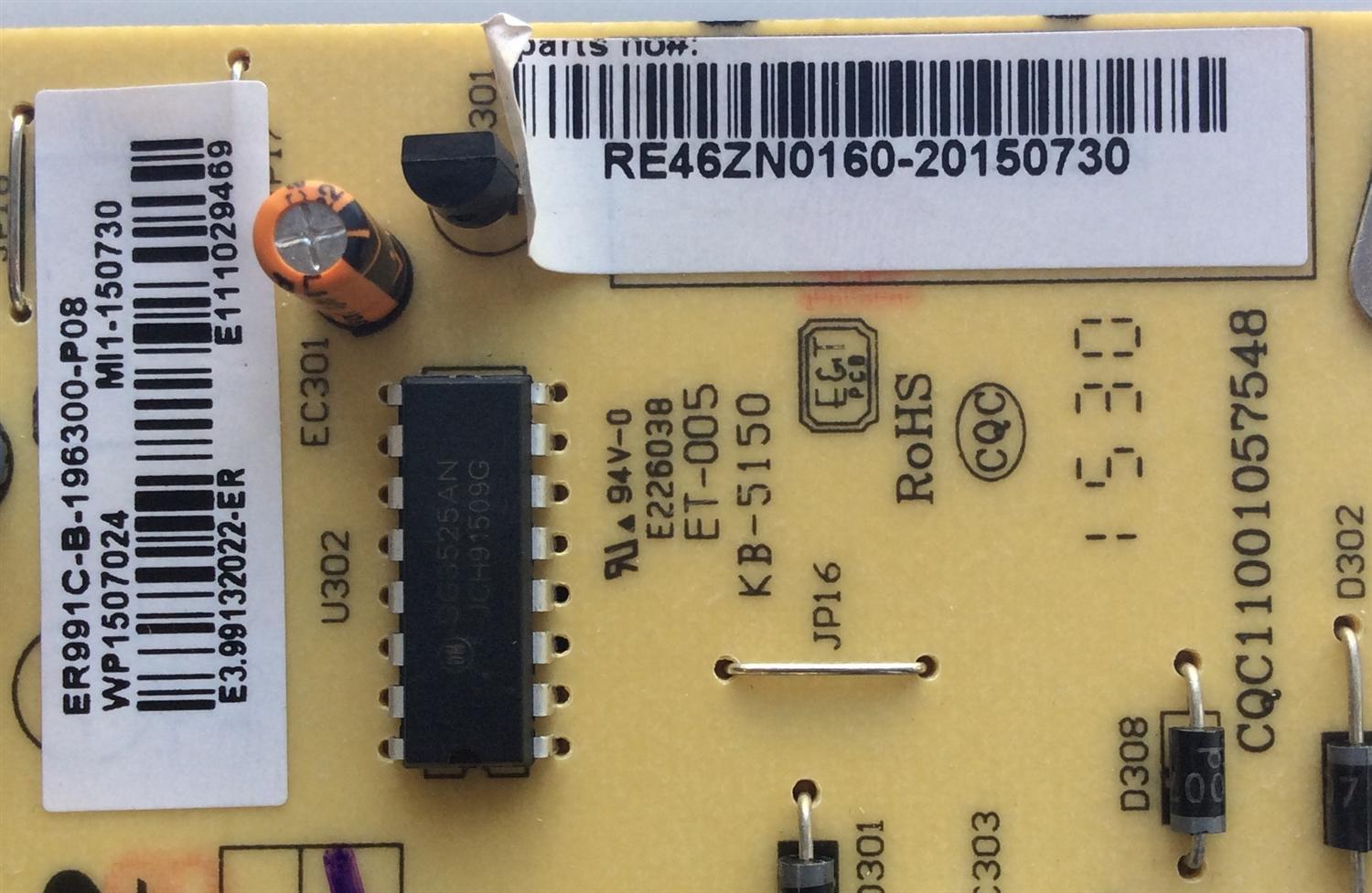 FUENTE DE PODER PARA TV RCA / RE46ZN0160 / ER991C-B-196300-P08 / CQC11001057548 / ER991C / MODELO LED58G45RQ	 - Imagen 2