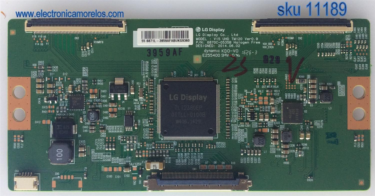 T-CON ((REVISAR EL CONECTOR DEL LVDS )) / VIZIO 6871L-3959A / 6870C-0535B / 3959A / MODELO E55-E1 LTM7VIBS / E55-E1 LTM7VIAT / PANEL TPT550U2-EQYSHM.G REV:S1U	