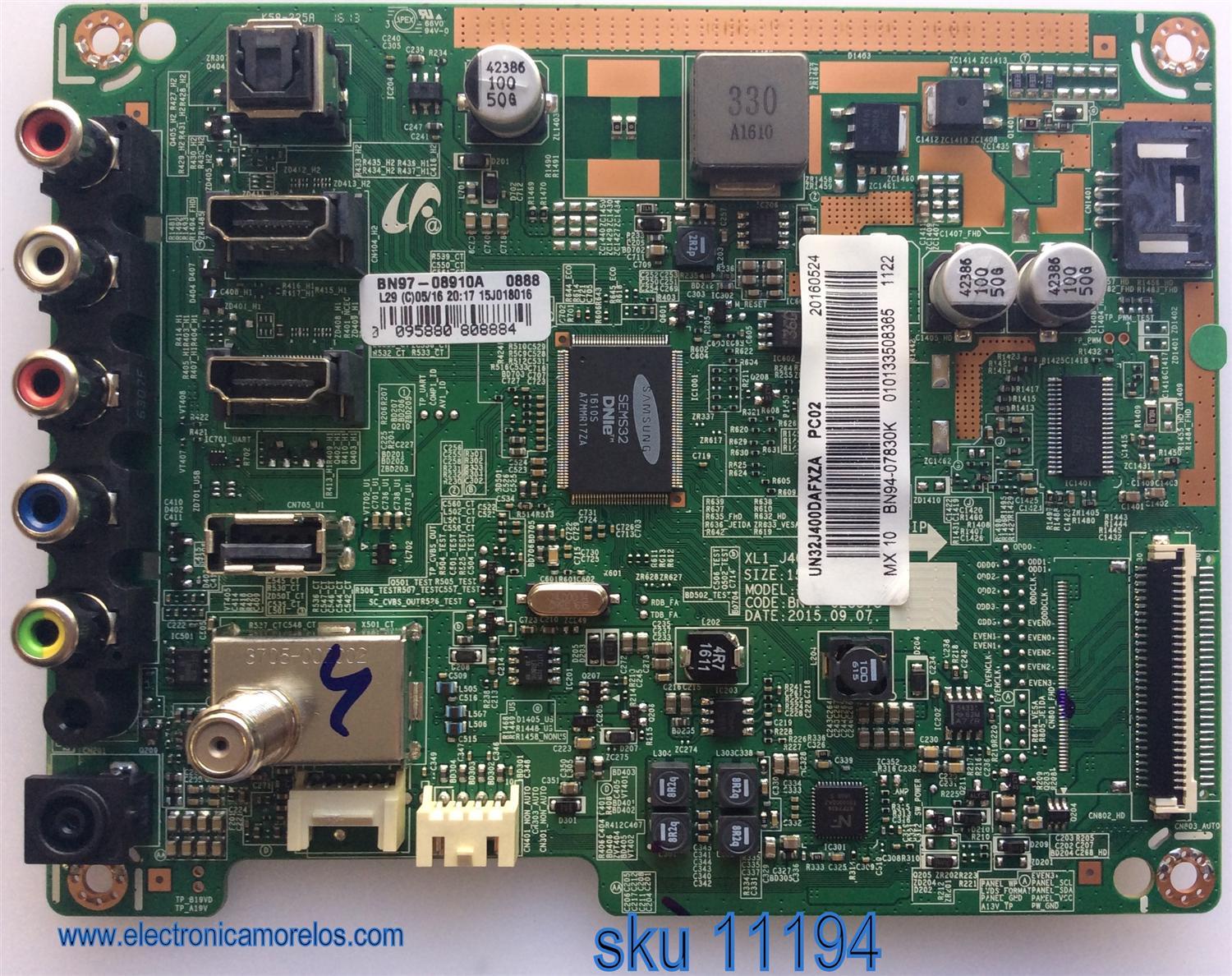 MAIN FUENTE (COMBO) PARA TV SAMSUNG / NUMERO DE PARTE BN94-07830K / BN41-02357C / BN97-08910A / BN9407830K / PANEL CY-JJ032AGHV2H / MODELO UN32J400 / UN32J400DAFXZA QD01