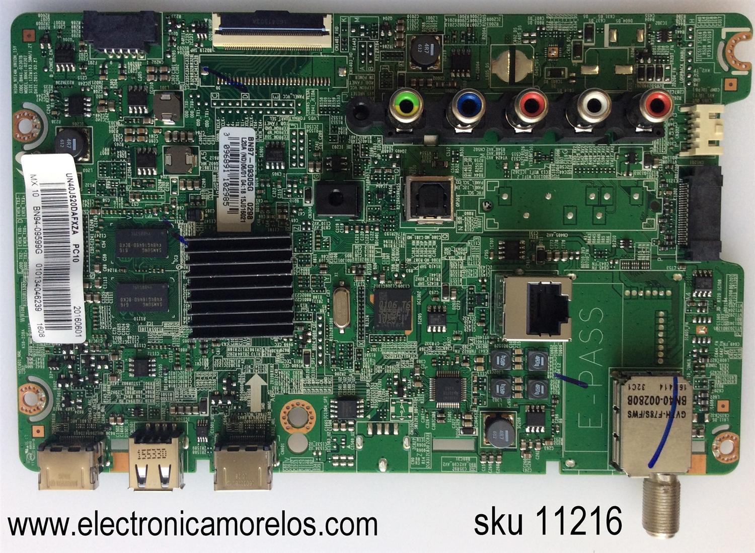 MAIN PARA TV SAMSUNG / NUMERO DE PARTE BN94-09599G / BN41-02307B / BN97-09305G / BN97-09305X / BN9409599G / PANEL´S CY-JJ040BGNV3H / CY-JJ040BGNV1H / MODELOS UN40J520 / UN40J520DAFXZA / UN40J520DAFXZA IH01 / UN40J520DAFXZA JH02
