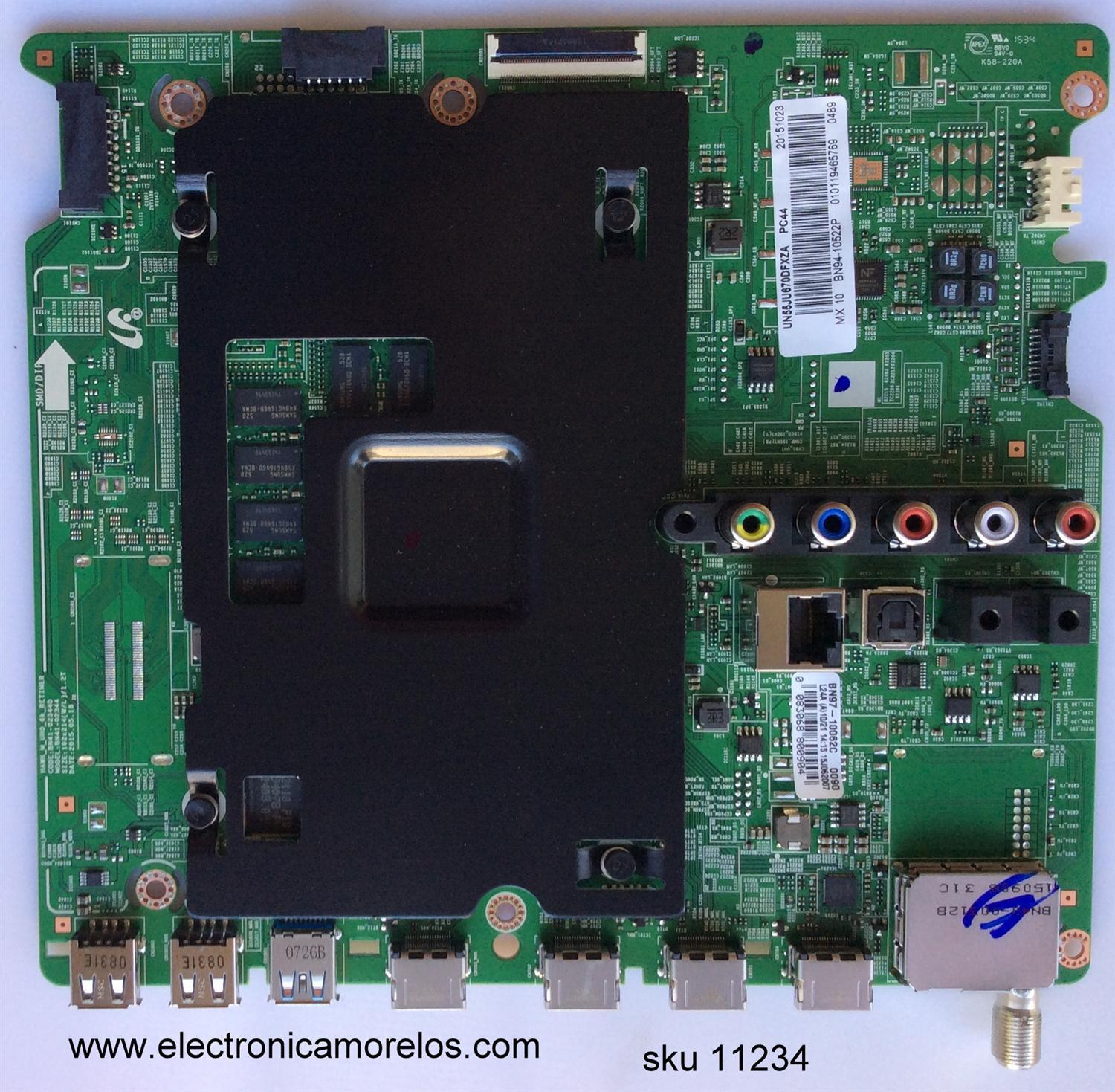 MAIN PARA TV SAMSUNG CURVA·4K·UHD / NUMERO DE PARTE BN94-10522P / BN41-02344D / BN97-10062C / BN9410522P / PANEL CY-WJ055HGLVAH / MODELOS UN55JU670D / UN55JU670DFXZA US04 / UN55JU670DFXZA UH02