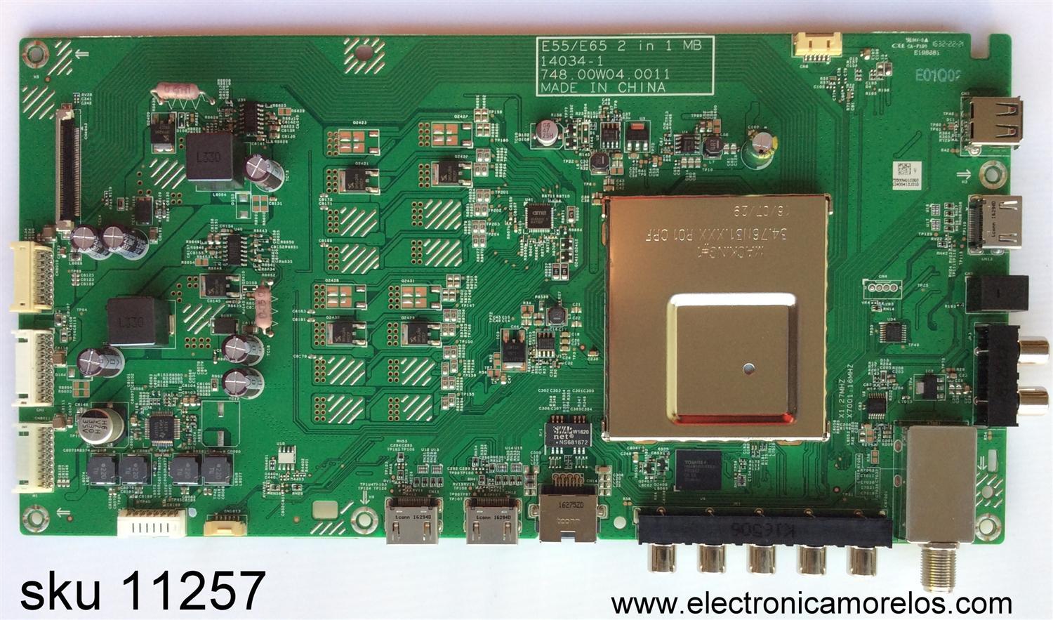 MAIN PARA TV VIZIO / NUMERO DE PARTE 755.00W01.C003 / 75500W01C003 / 75500W01C003 / 791.00W10.C006 / 14034-1 / 748.00W04.0011 / PANEL T550HVN08.5 / MODELO D55-D2 LWZ2UCAR / D55-D2 LWZ2UCBS / D55-D2 LWZ2UCCS / D55-D2 LWZJUCBS / D55-D2 LWZJUCCS