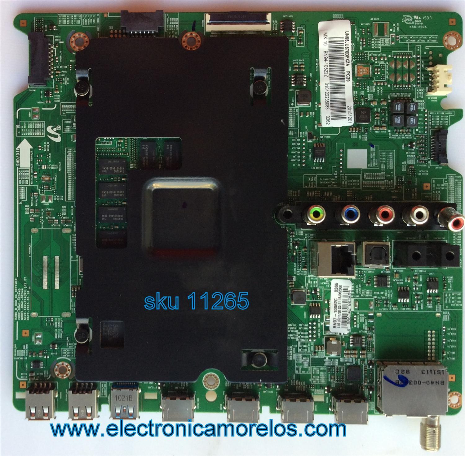 MAIN PARA TV SAMSUNG / NUMERO DE PARTE BN94-10522Z / BN41-02344D / BN97-10062C / BN9410522Z / PANEL CY-WJ065HGLV7H / MODELOS UN65JU670 / UN65JU670DFXZATD03 / UN65JU670DFXZA TS08