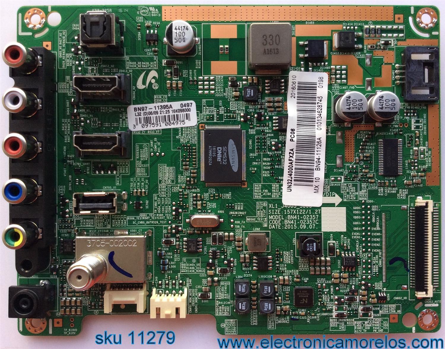 MAIN FUENTE (COMBO) PARA TV SAMSUNG / NUMERO DE PARTE BN94-11126A / BN41-02357C / BN97-11395A / BN9411126A / PANEL´S CY-JJ032AGHV1H / JJ032AGH-R1 / MODELOS UN32J4000 / UN32J4000AFXZC / UN32J4000AFXZA QD01 / UN32J4000AFXZA LD04