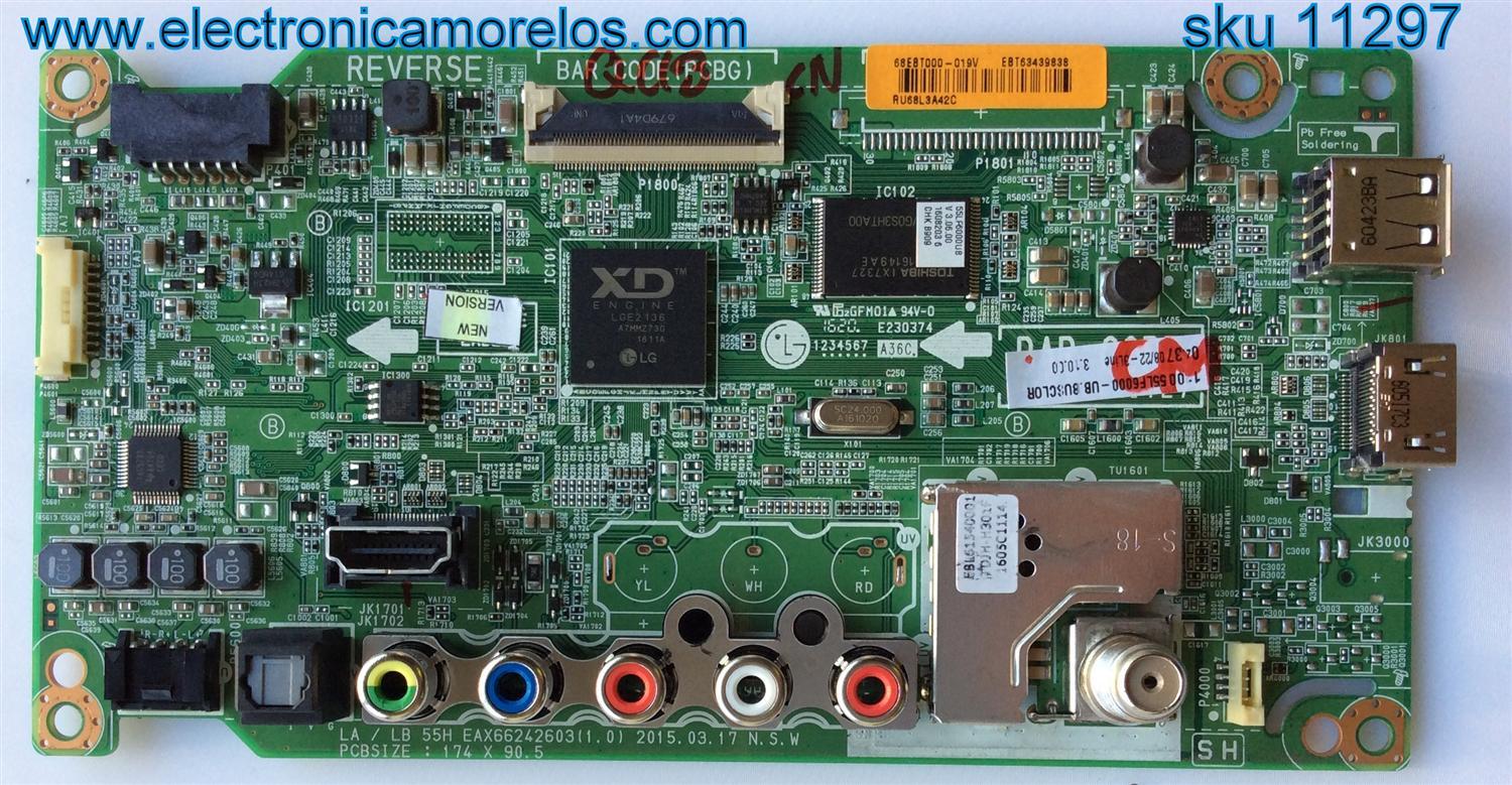 MAIN / LG EBT63439838 / EAX66242603(1.0) / EAX66242602 (1.1) / PANEL NC550DUE-VCCP1 / DISPLAY ST5461B03-3 / MODELOS 55LF6000-UB BUSCLOR / 55LF6000-UB BUSCLJR