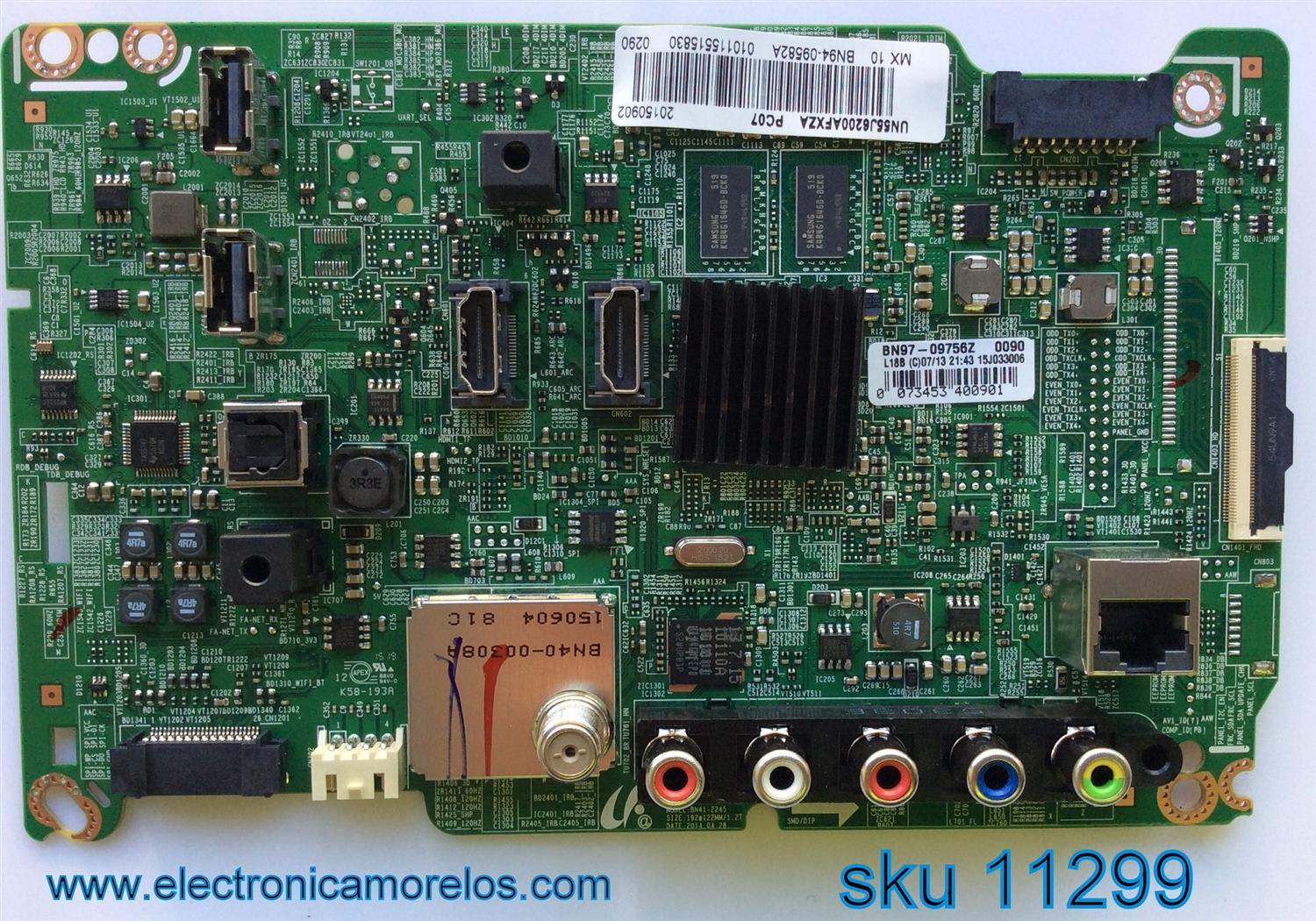 MAIN PARA TV SAMSUNG / NUMERO DE PARTE BN94-09582A / BN41-02245A / BN97-09756Z / PANEL CY-DF550CSLV4H / MODELOS UN55J6200 / UN55J6200AFXZA US02 / UN55J6200AFXZA UD02 / UN55J6201AFXZA QS01