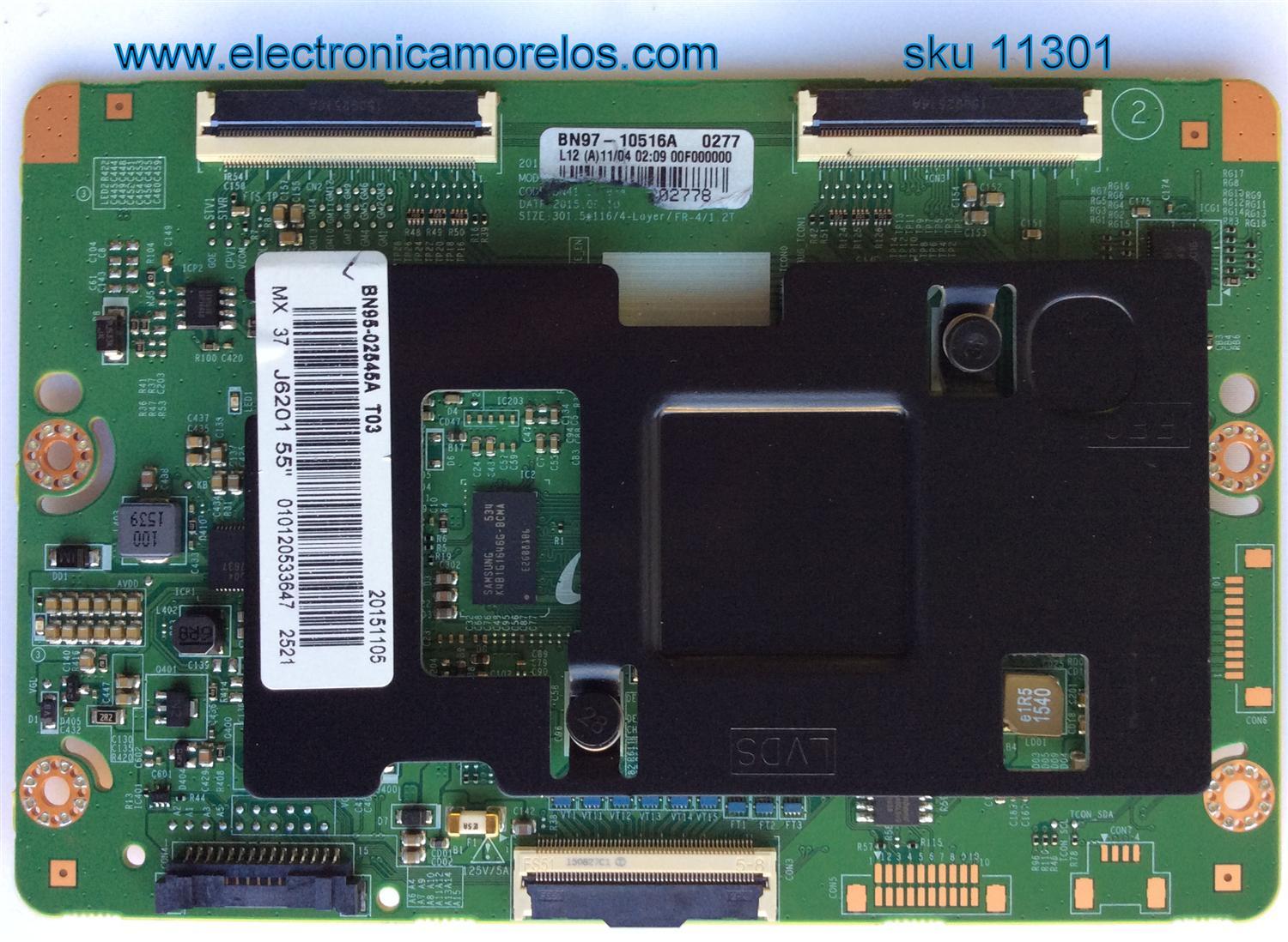 T-CON PARA TV SAMSUNG / NUMERO DE PARTE BN95-02545A / BN97-10516A / BN41-02483A / BN9502545A / PANEL'S CY-DF550CSLV4H / CY-DJ055BGHV1H / MODELOS UN55J6200 / UN55J6200AFXZA US02 / UN55J6201 / UN55J6201AFXZA QS01