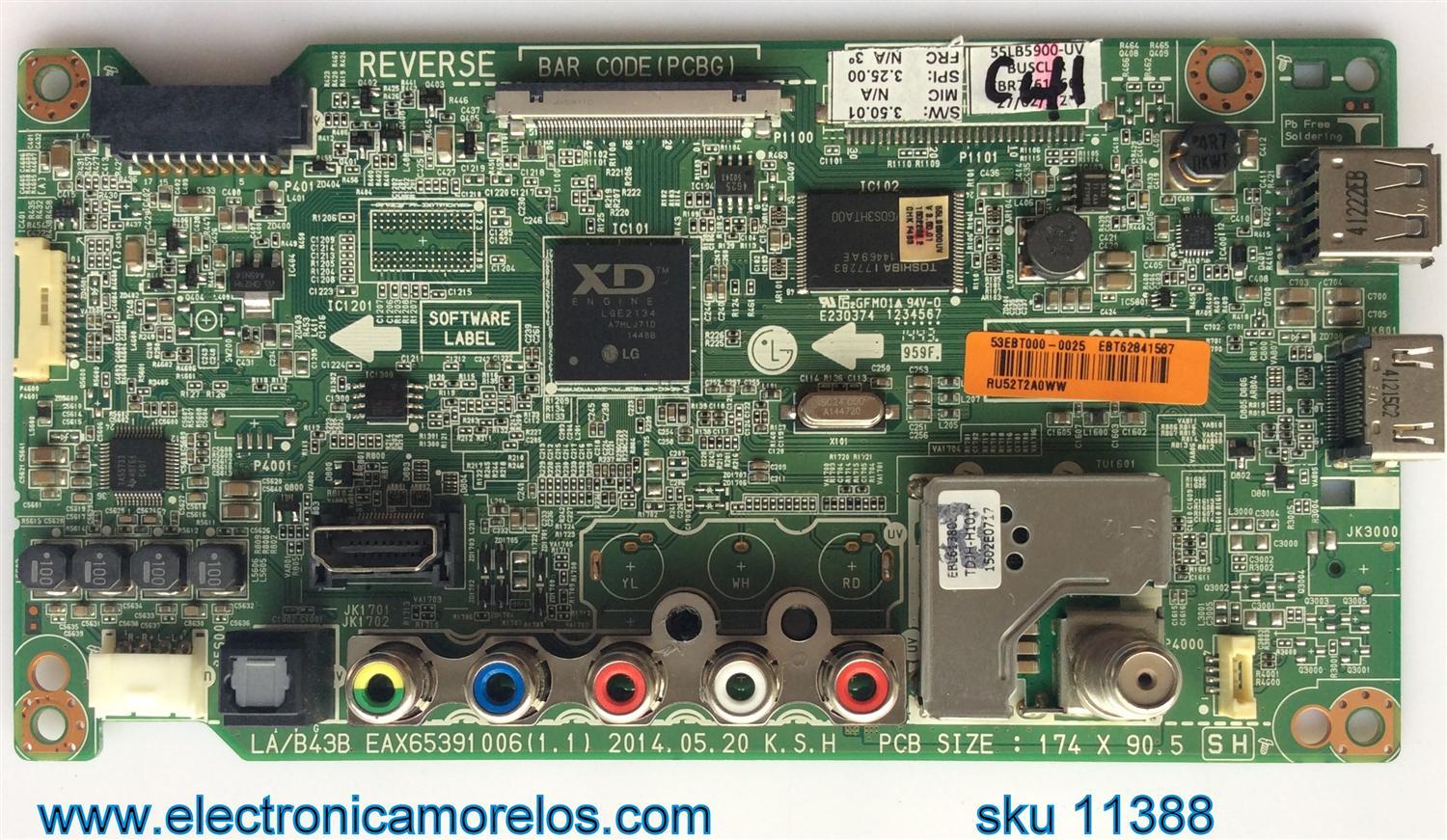 MAIN / LG EBT62841587 / EAX65391006(1.1) / EBR77616664 / PANEL HC550DUN-VSHS2-11XX / SUSTITUTAS EBT62841583 / EBT62841571 / EBT62841558 / EBT62841576 / EBT62841561 / EBT62841578 / MODELOS 55LF6000-UB BUSCLOR / 55LB5900-UV BUSCLJR
