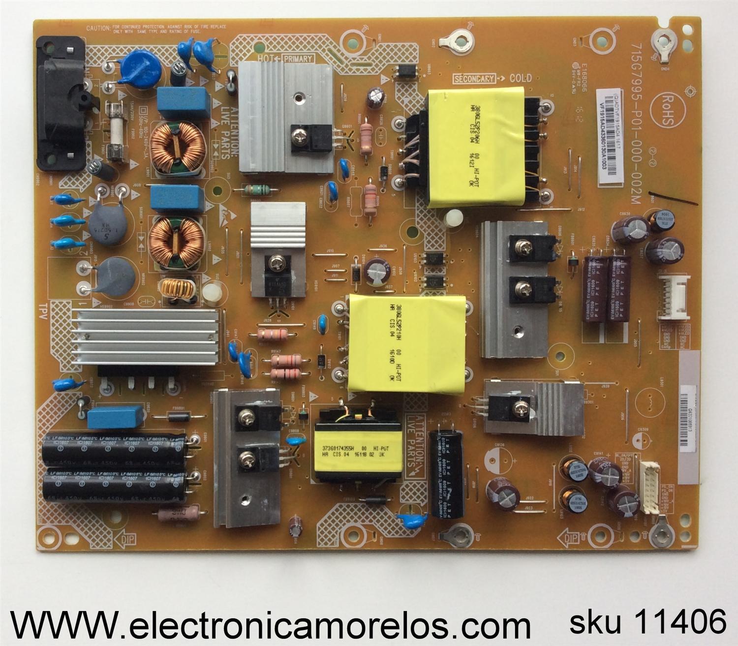 FUENTE DE PODER / VIZIO ADTVF1915AD4 / 715G7995-P01-000-002M / (Q)ADTVF1915AD4 / VF1915AD4 / PANEL TPT400UA-FN01.S REV:SG02A / MODELOS D40U-D1 / D40U-D1 LTTETVDS / D40U-D1 LTTETVGS