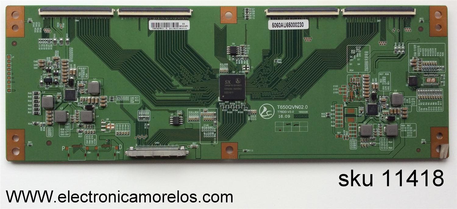 T-CON / HITACHI 5060AU65000230 / T650QVN02.0 / T650QVR01.5 / MODELO LE65K6R9 / PANEL HK650WLEDM-AH41H	