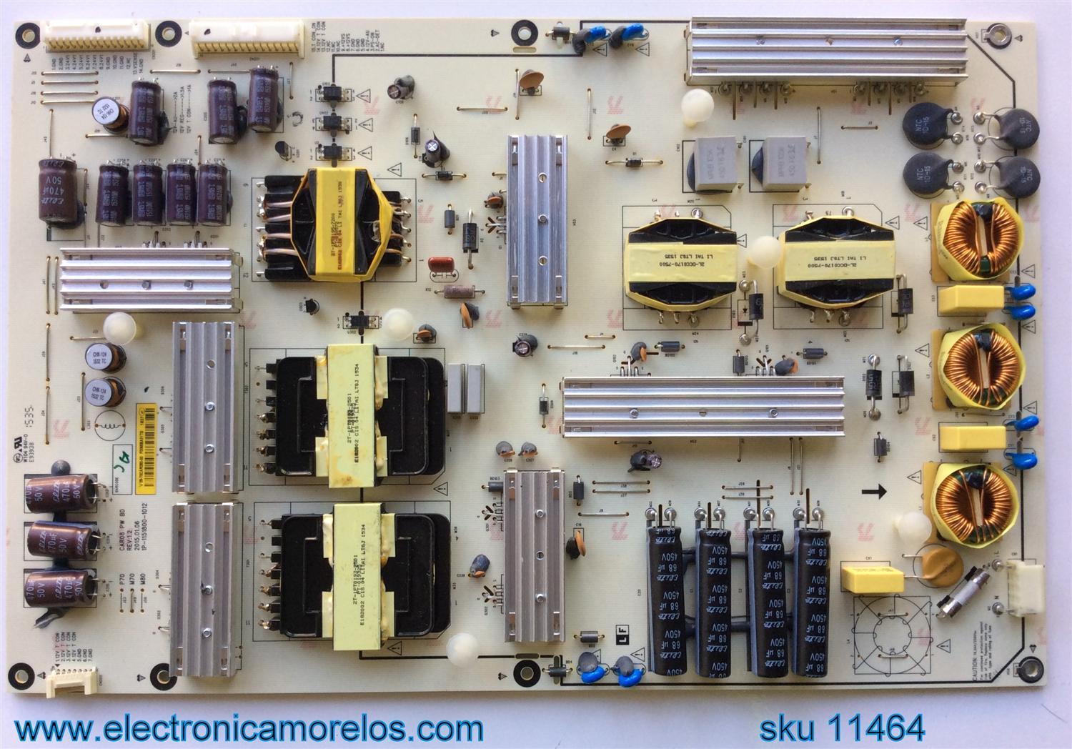 FUENTE DE PODER PARA TV VIZIO 4K UHD SMART TV / NUMERO DE PARTE 09-70CAR080-00 / 1P-1151800-1012 / E93938 / CAR08 PW BD / PANEL S700FUA-1 / MODELO M70-C3 / M70-C3 LFTRSY / M70-C3 LFTRSYAR
