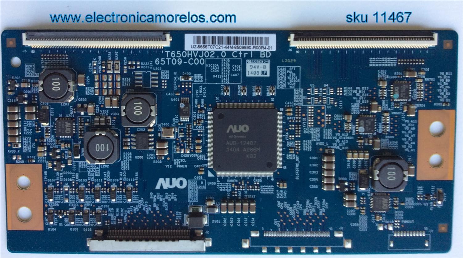 T-CON / VIZIO 55.65T07.C21 / 5565T07C21 / T650HVJ02.0 / 65T09-C00 / SUSTITUTAS 55.65T07.C13 / MODELO E650I-B2 LWJARMAQ / PANEL T650HVN05.9	