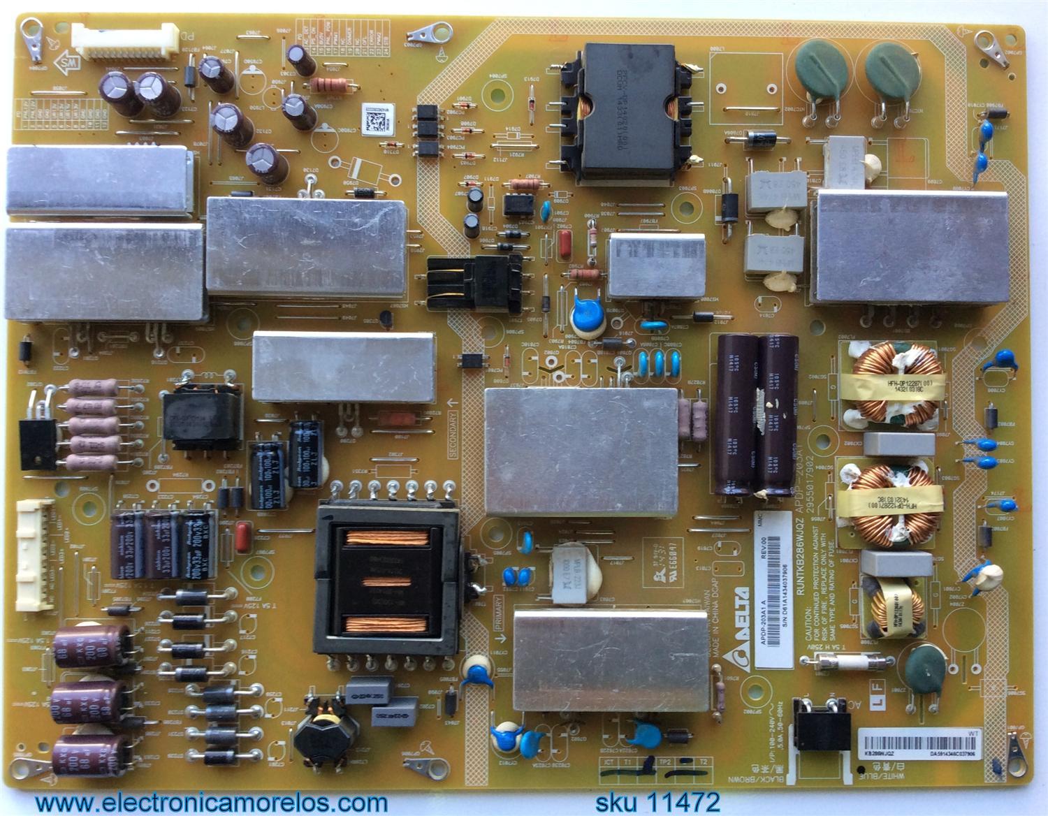 FUENTE DE PODER / SHARP RUNTKB286WJQZ / KB286WJQZ / APDP-203A1 A / 2955017902 / APDP-203A1 / MODELO LC-70C6600U / LC-70LE660U / LC-70EQ30U / LC-70LE661U / PANEL JE695D3HC50R	
