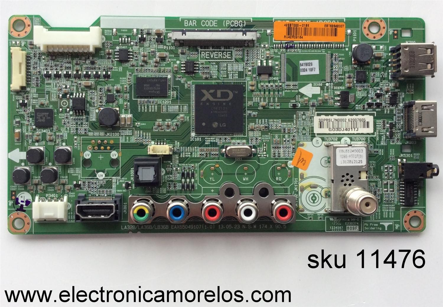 MAIN ORIGINAL PARA TV LG / NUMERO DE PARTE EBT62642007 / EAX65049107(1.0) / MODELO 42LN5300-UB AUSDLJR / PANEL T420HVN05.2 / DISPLAY T420HVN04.5