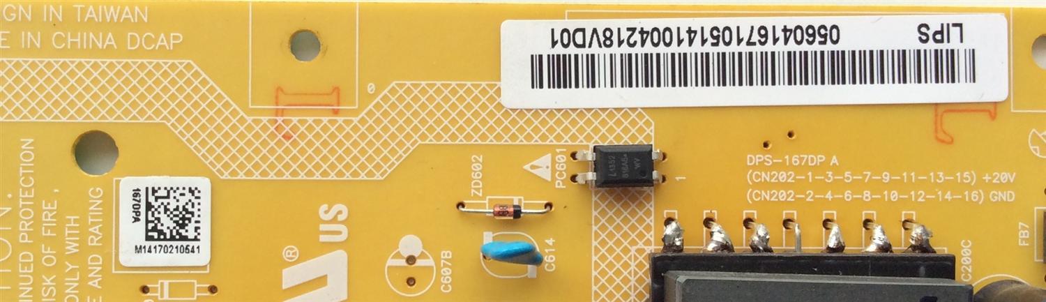 FUENTE / VIZIO 056.04167.1051 / 056041671051 / DPS-167DP / 2950330505 / DPS-167DP A / MODELO E550I-B2 LWJ2PPAQ	 - Imagen 2