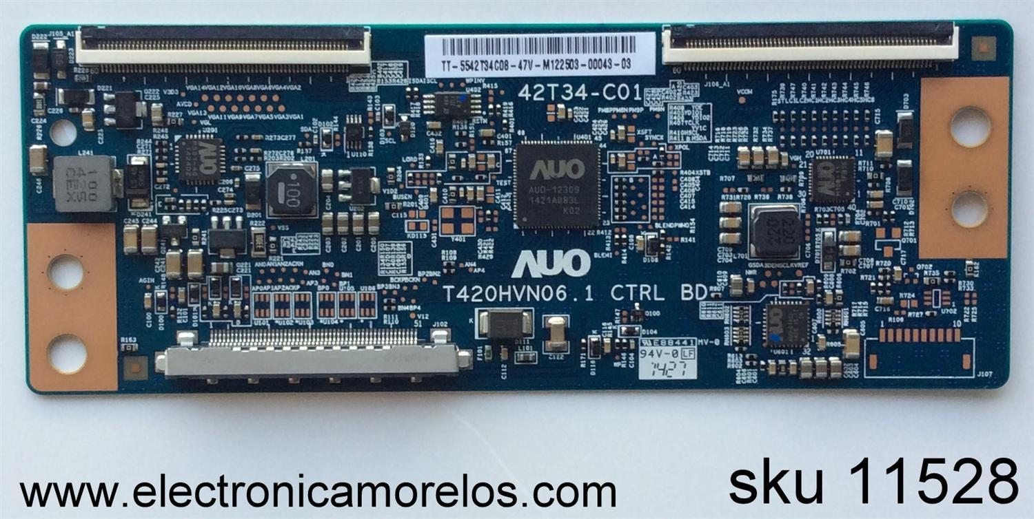 T-CON ORIGINAL PARA TV LG / NUMERO DE PARTE 5542T34C08 / T420HVN06.1 CTRL BD / 55.42T34.C08 / 42T34-C01 / PANEL NC420DUN-VUBP2 / DISPLAY T420HVN06.1 / MODELO 42LB5830 / 42LB5830-UV / 42LB5830-UV.BWMDLJM / 42LB5830-UV.AWMDLJM