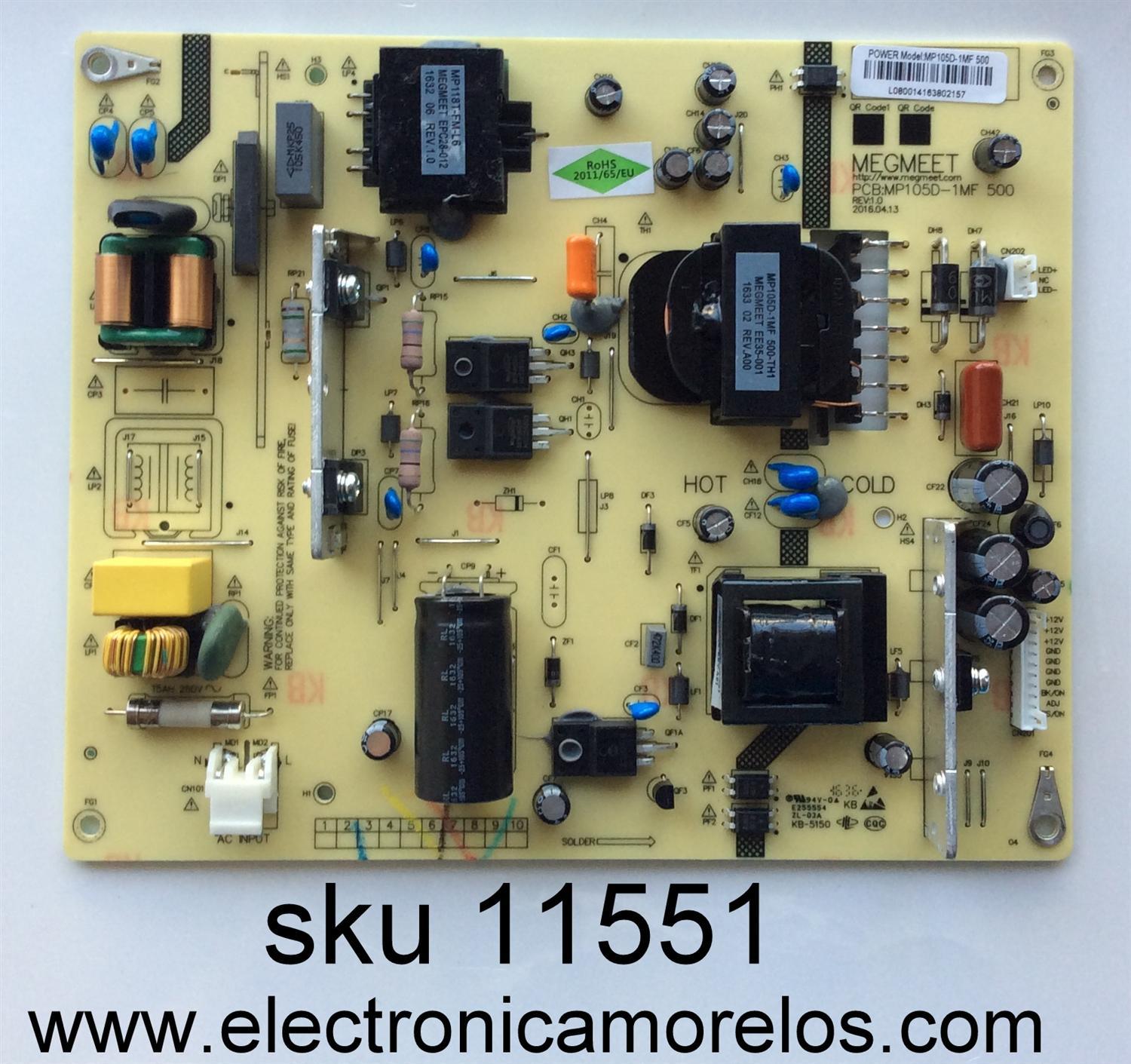 FUENTE DE PODER / HITACHI 850159423 / MP105D-1MF / MP105D-1MF 500 / PANEL C500FI6-E11-A / MODELO 50R5